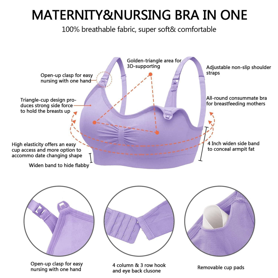 Angelhood 5 Pack Womens Maternity Breastfeeding Nursing  Bra