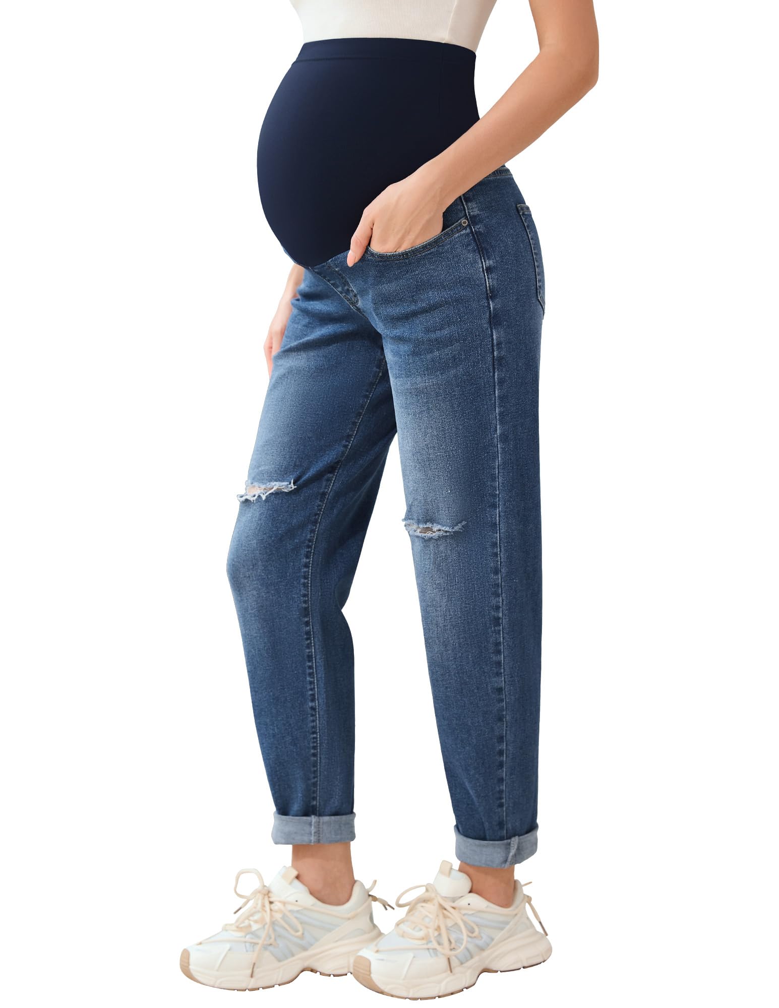POSHGLAM Women's Maternity Jeans Over Belly Comfy