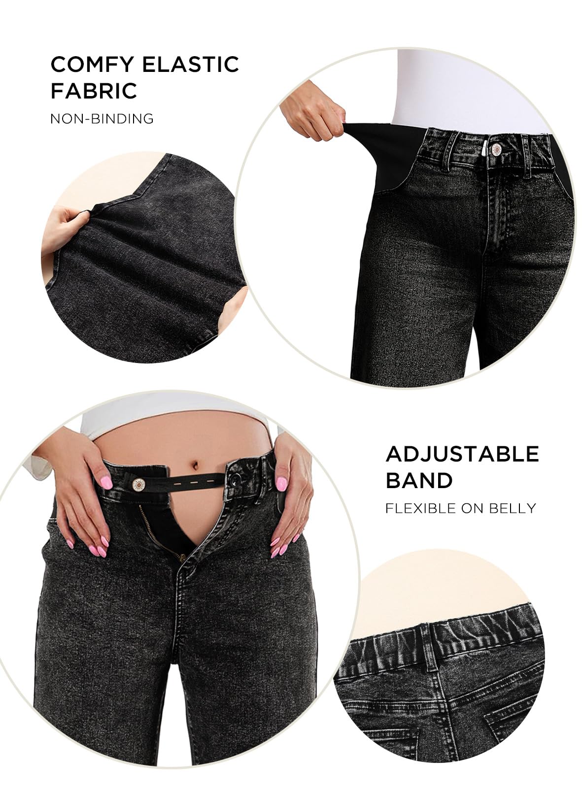 BLENCOT Women's Maternity Pants  with Pockets