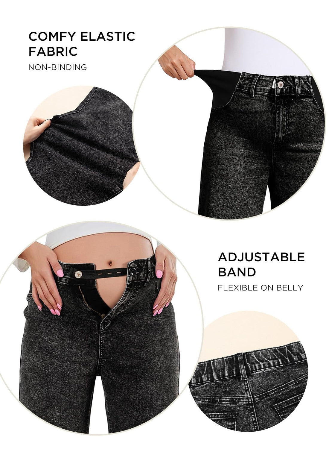 BLENCOT Women's Maternity Pants  with Pockets