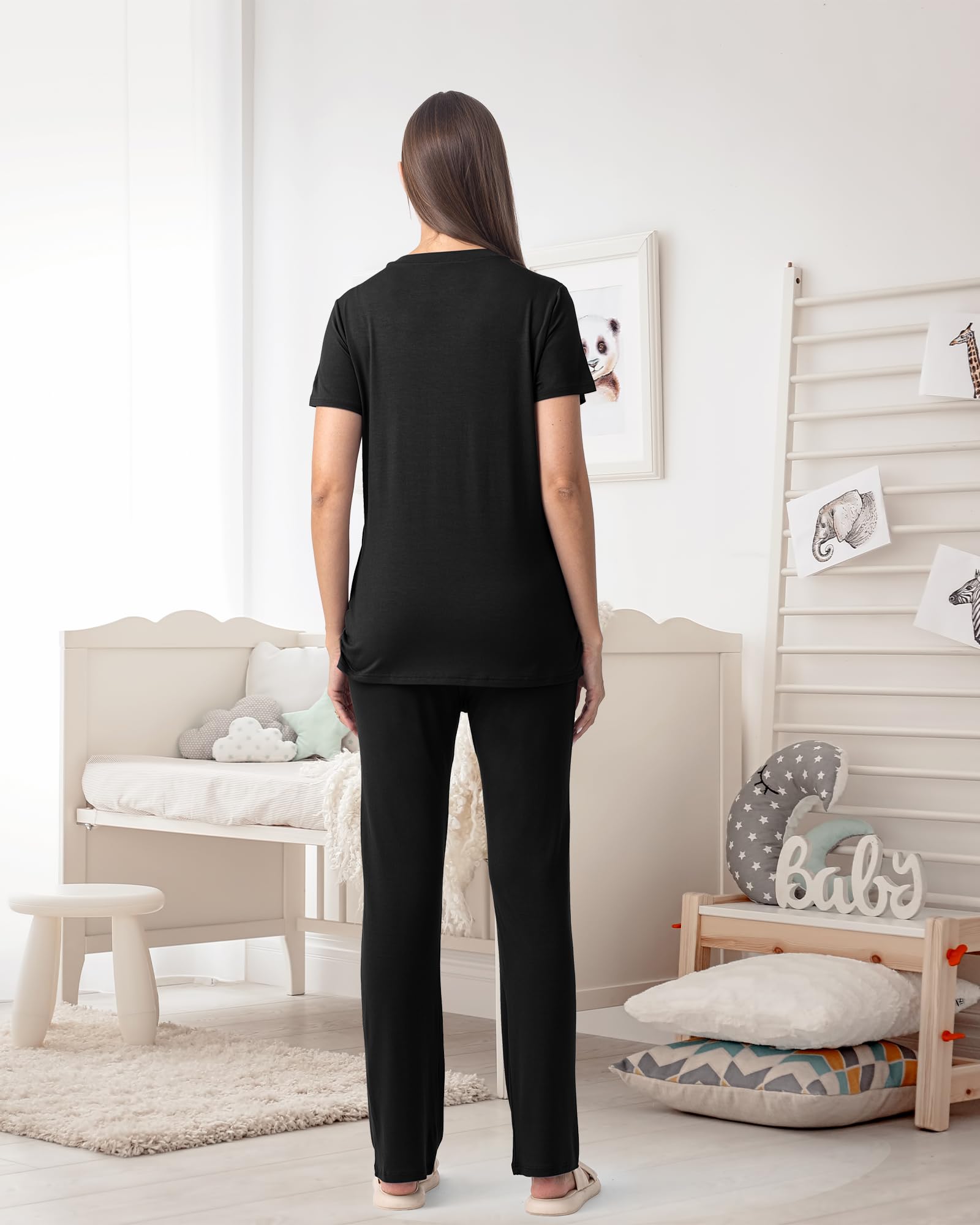 Rnxrbb 3 Piece Women's Maternity Nursing Pajamas Set