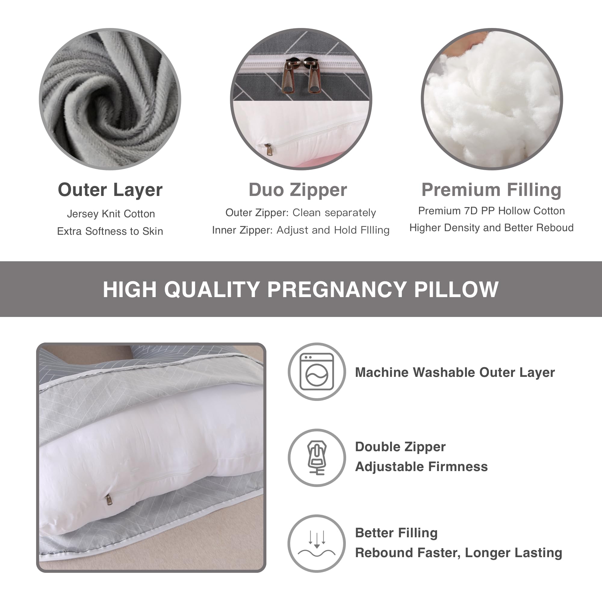 ALLOPERA Pregnancy Pillow, Full Body 57 Inch Maternity Pillow