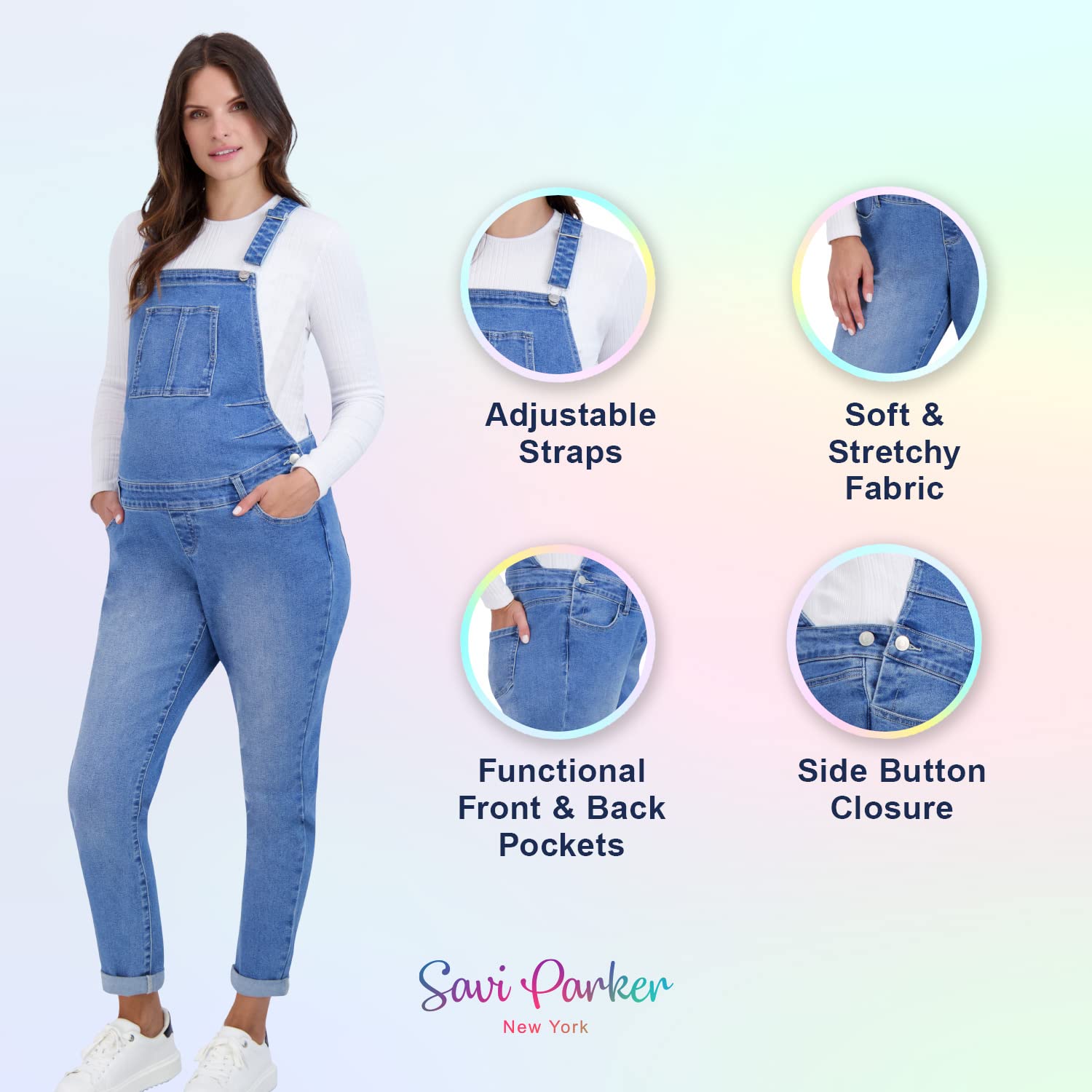 Women’s Maternity Comfy Denim Bib Straight Leg Overalls Women Jumpsuits