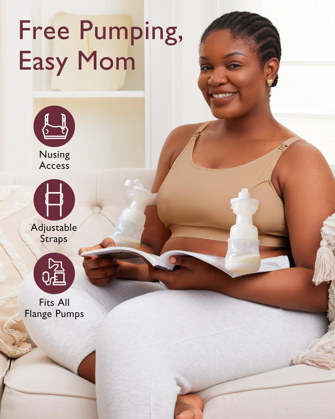 Momcozy  Adjustable Breast-Pumps Holding and Nursing Bra