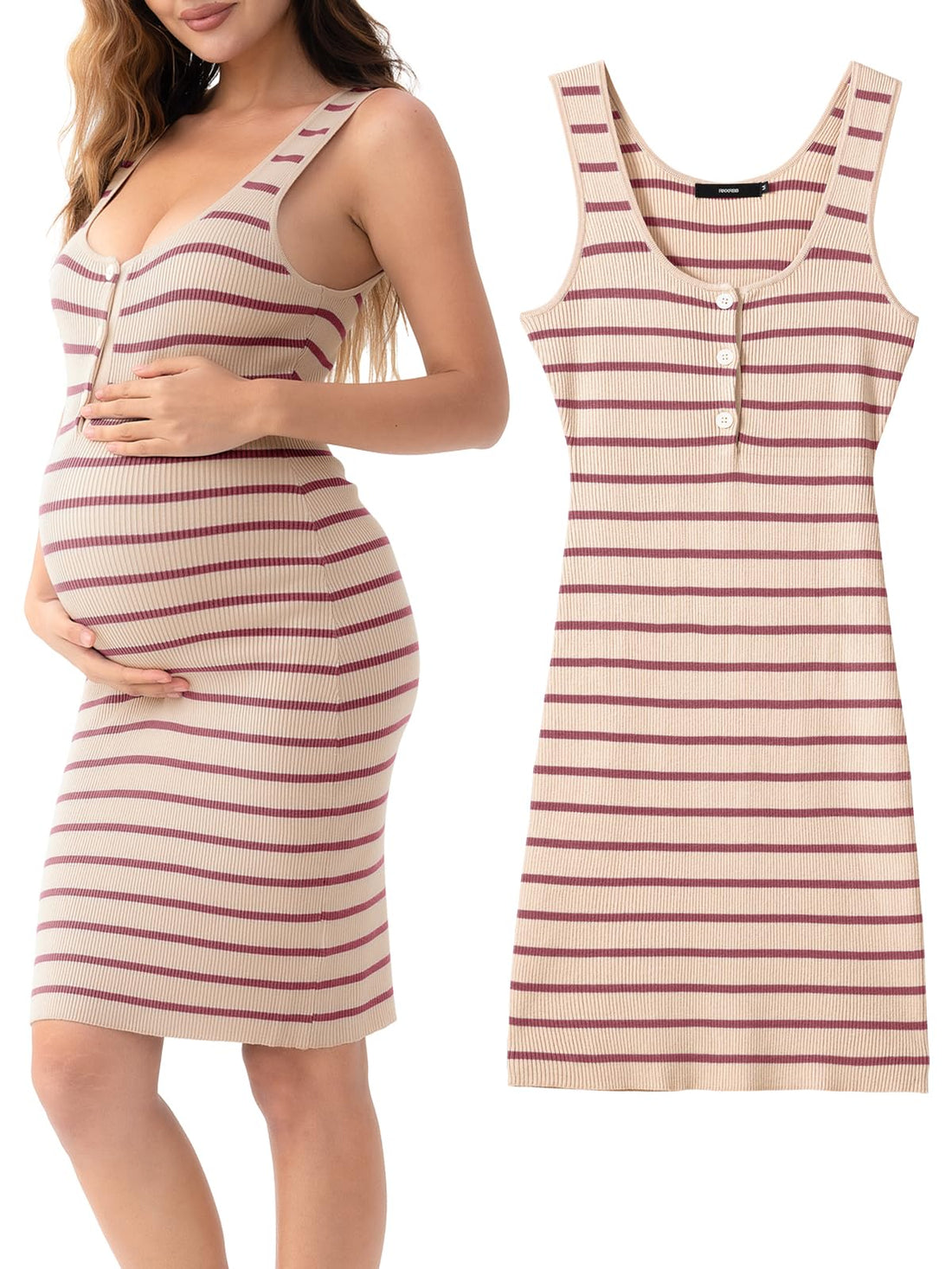 Rnxrbb Stripe Button Maternity Dress