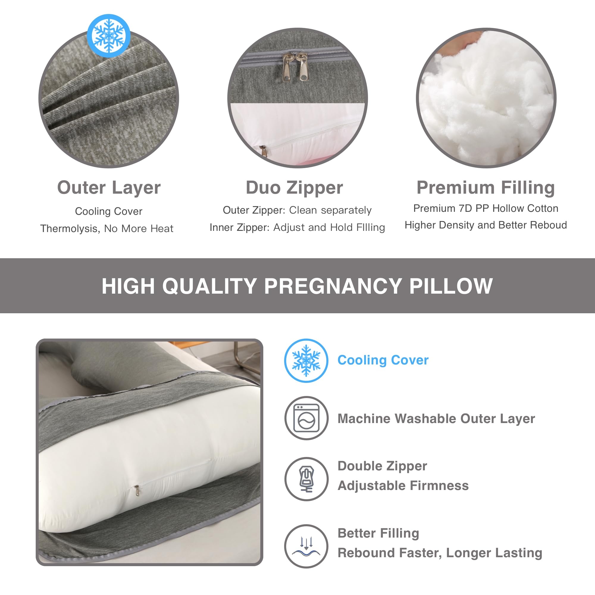 ALLOPERA Pregnancy Pillow, Full Body 57 Inch Maternity Pillow