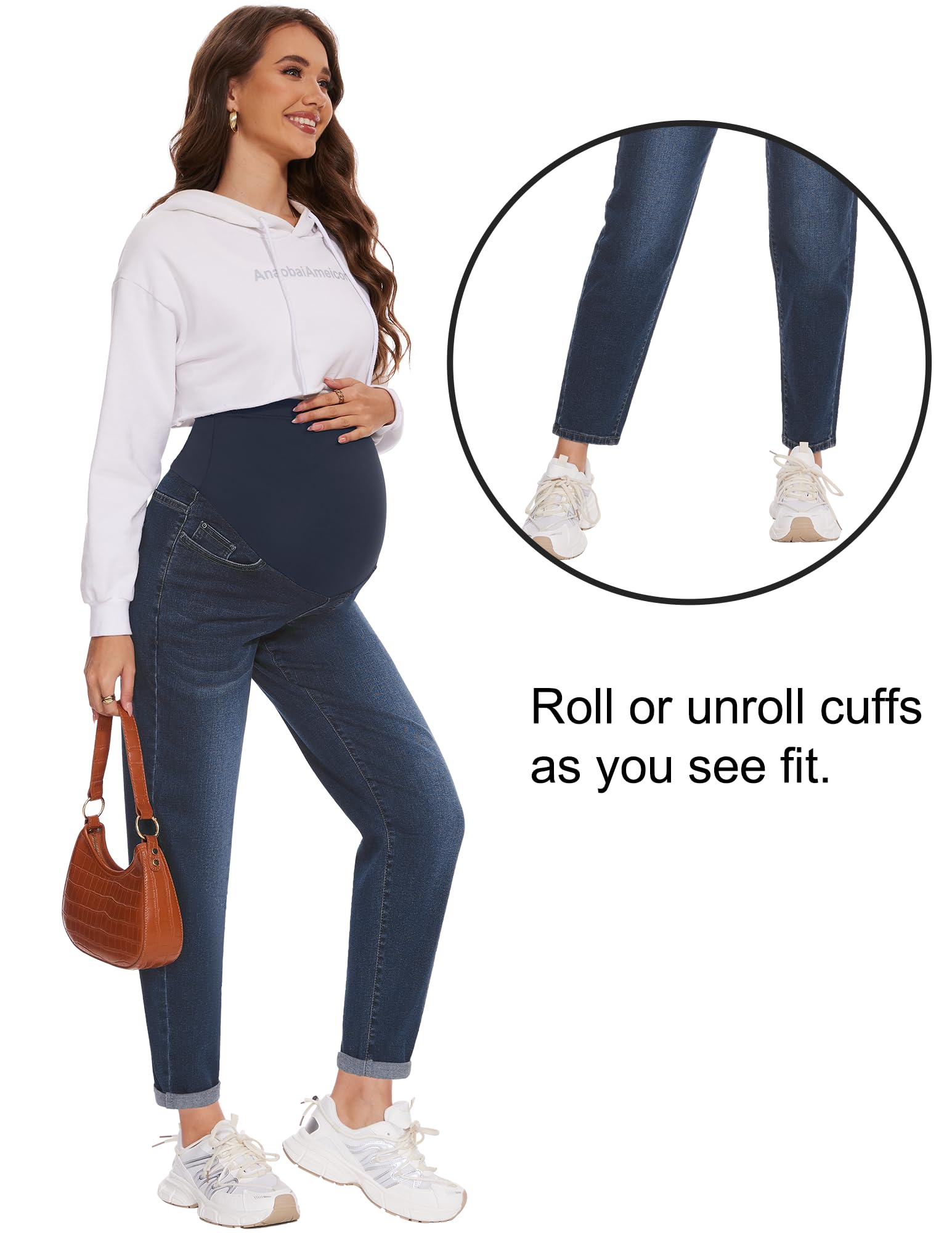 POSHGLAM Women's Maternity Jeans Over Belly Comfy