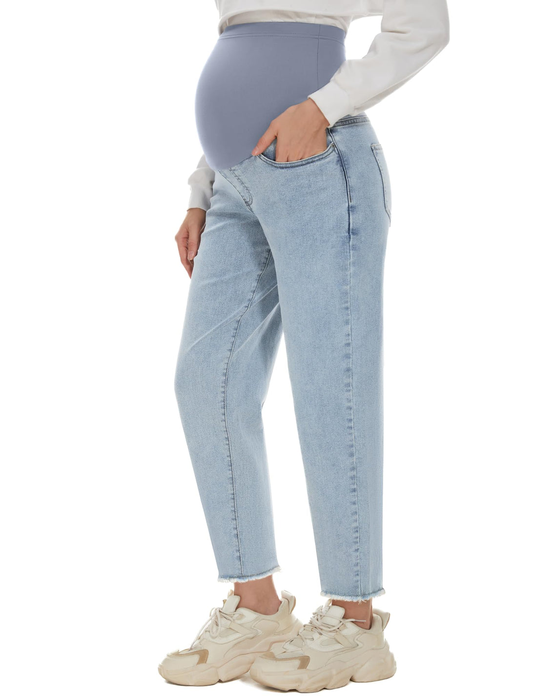 POSHGLAM Women's Maternity Jeans Over Belly Comfy