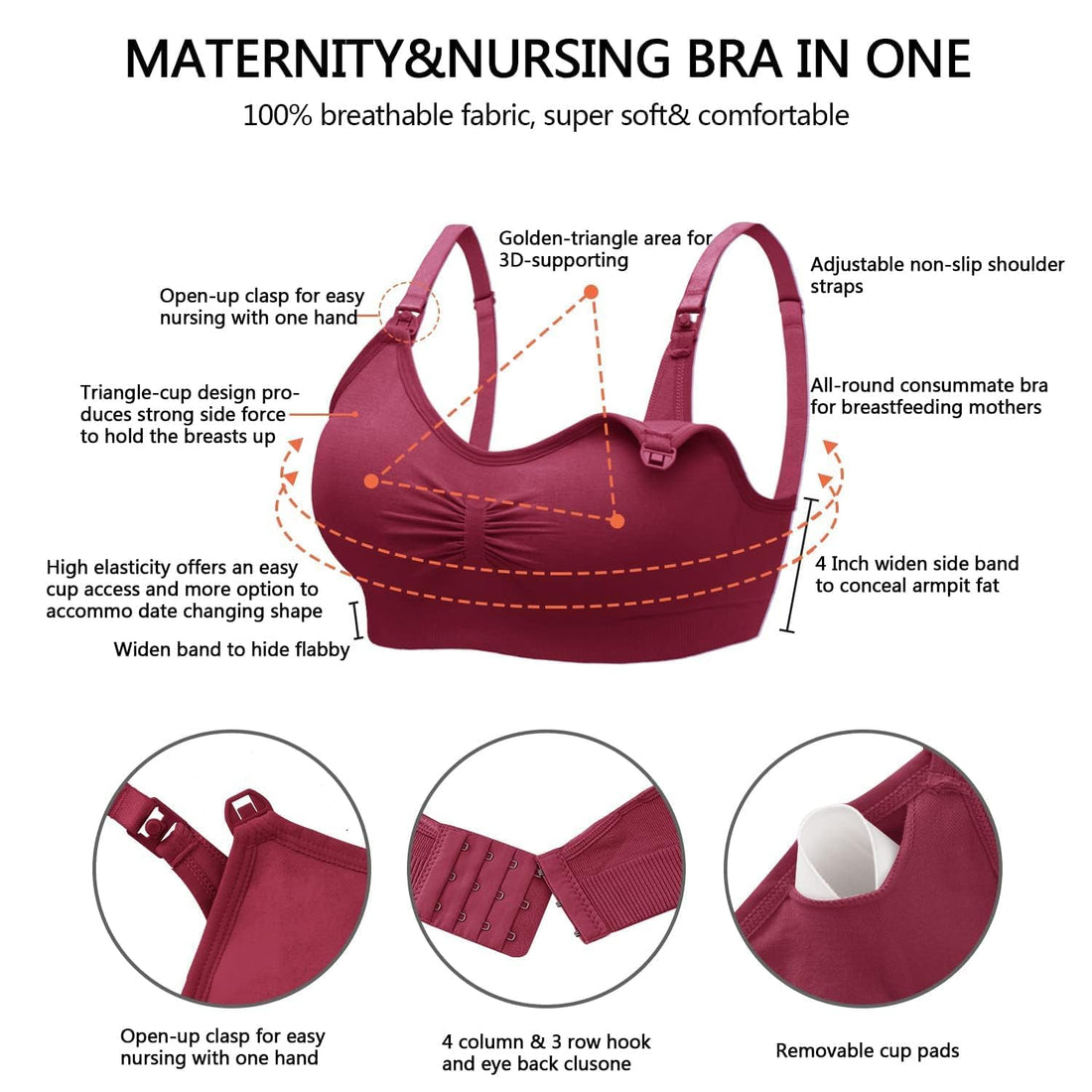 Angelhood 5 Pack Womens Maternity Breastfeeding Nursing  Bra