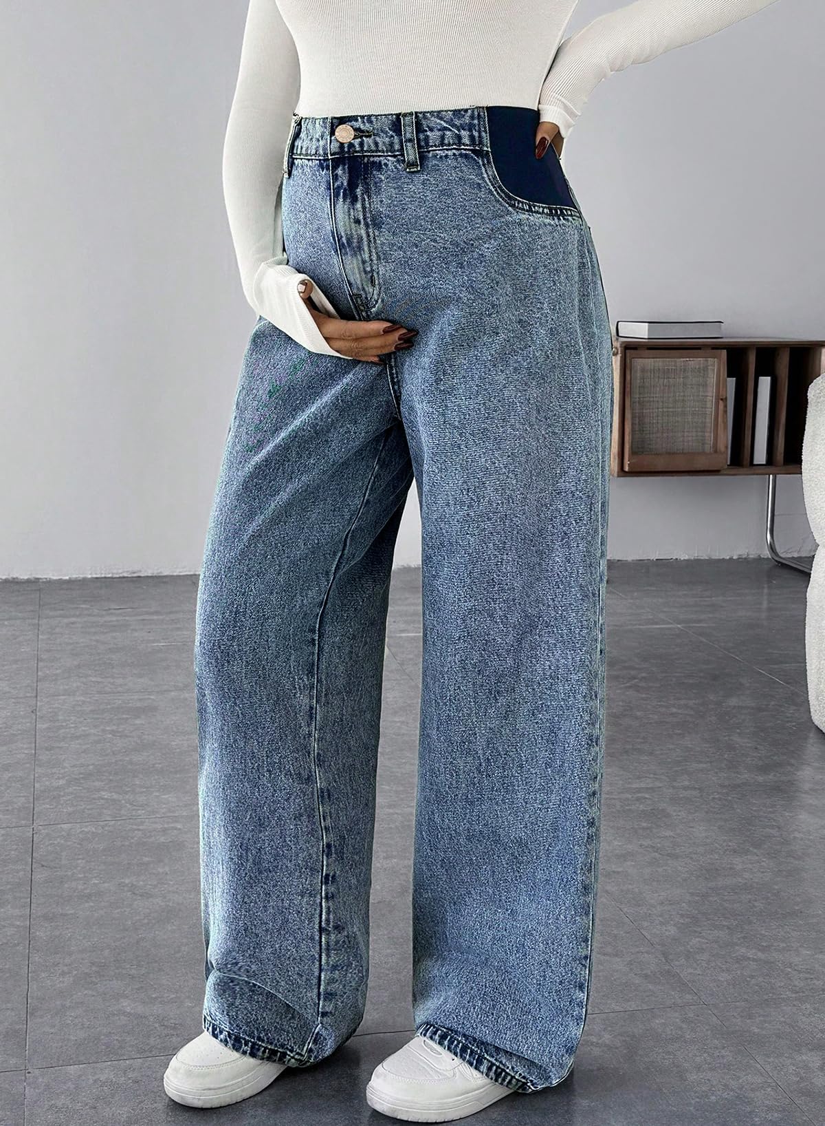 BLENCOT Women's Maternity Pants  with Pockets