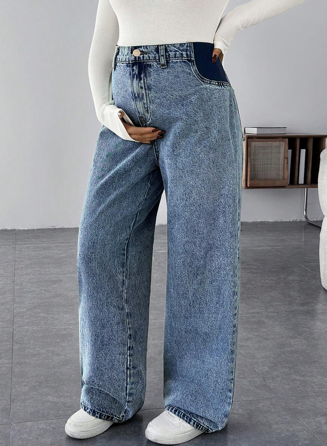 BLENCOT Women's Maternity Pants  with Pockets