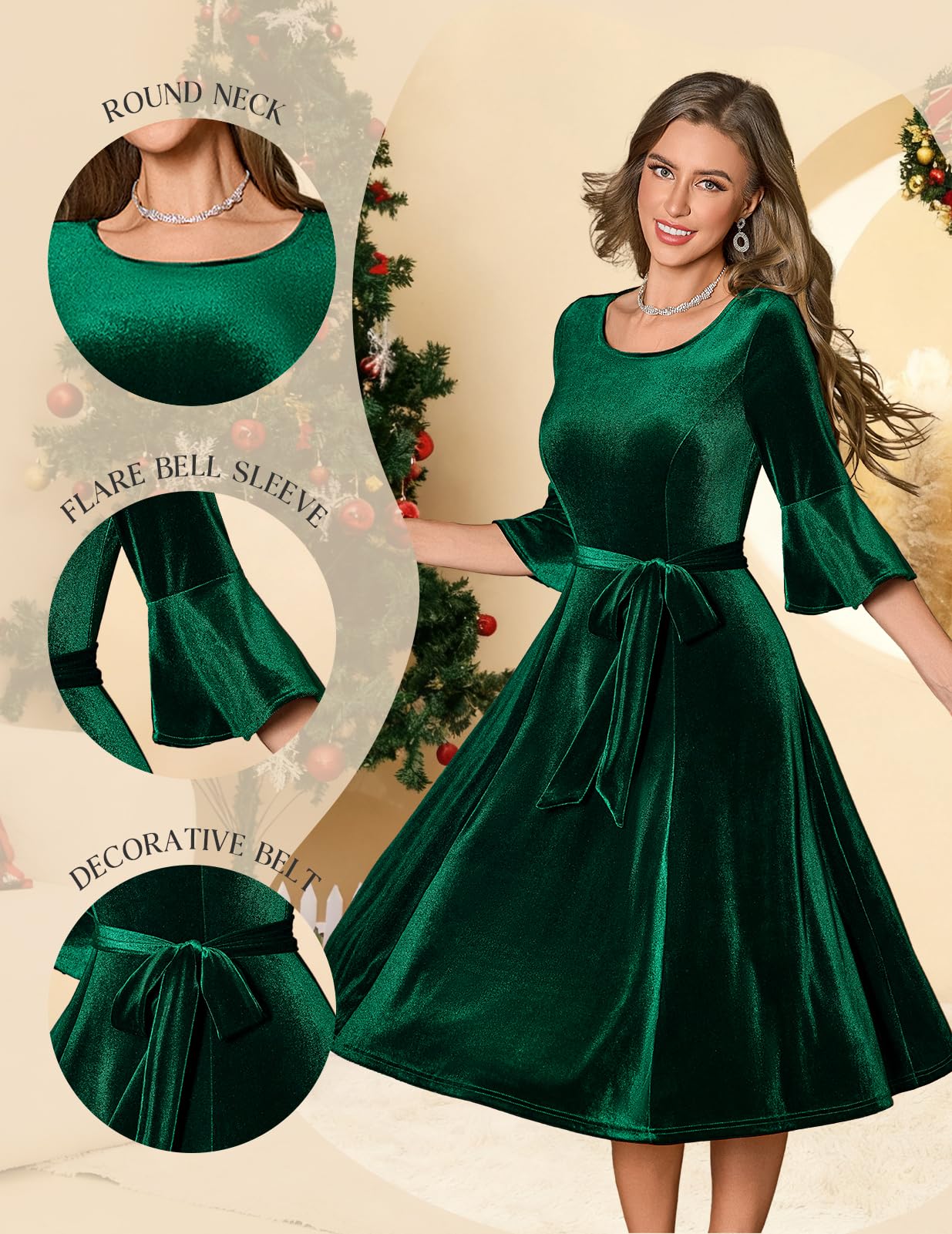 Plus Size Vintage Red Velvet Christmas Party Dress