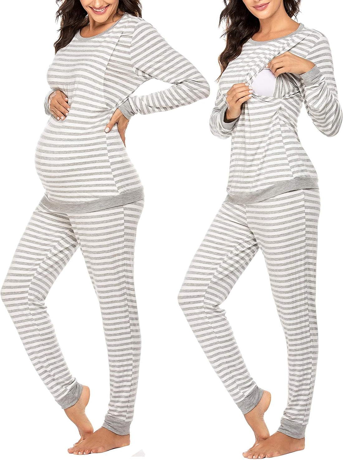 Ekouaer Nursing Pajama Set Long Sleeve Maternity Clothes