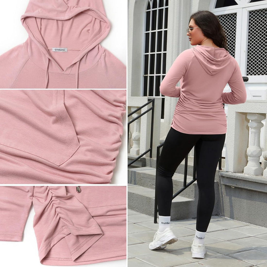 GINKANA Maternity Hoodie Long Sleeves Shirts Casual Maternity Top