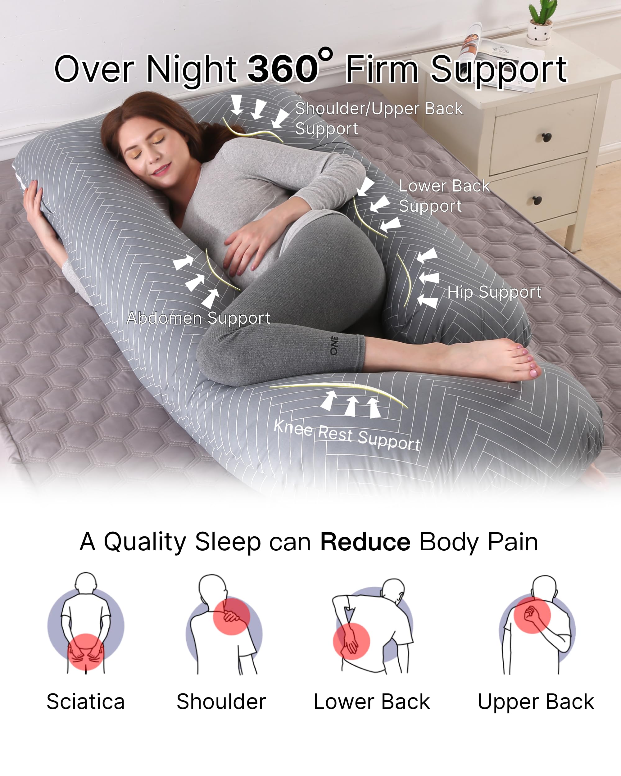 ALLOPERA Pregnancy Pillow, Full Body 57 Inch Maternity Pillow