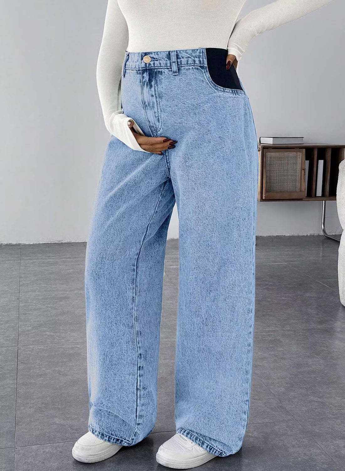 BLENCOT Women's Maternity Pants  with Pockets