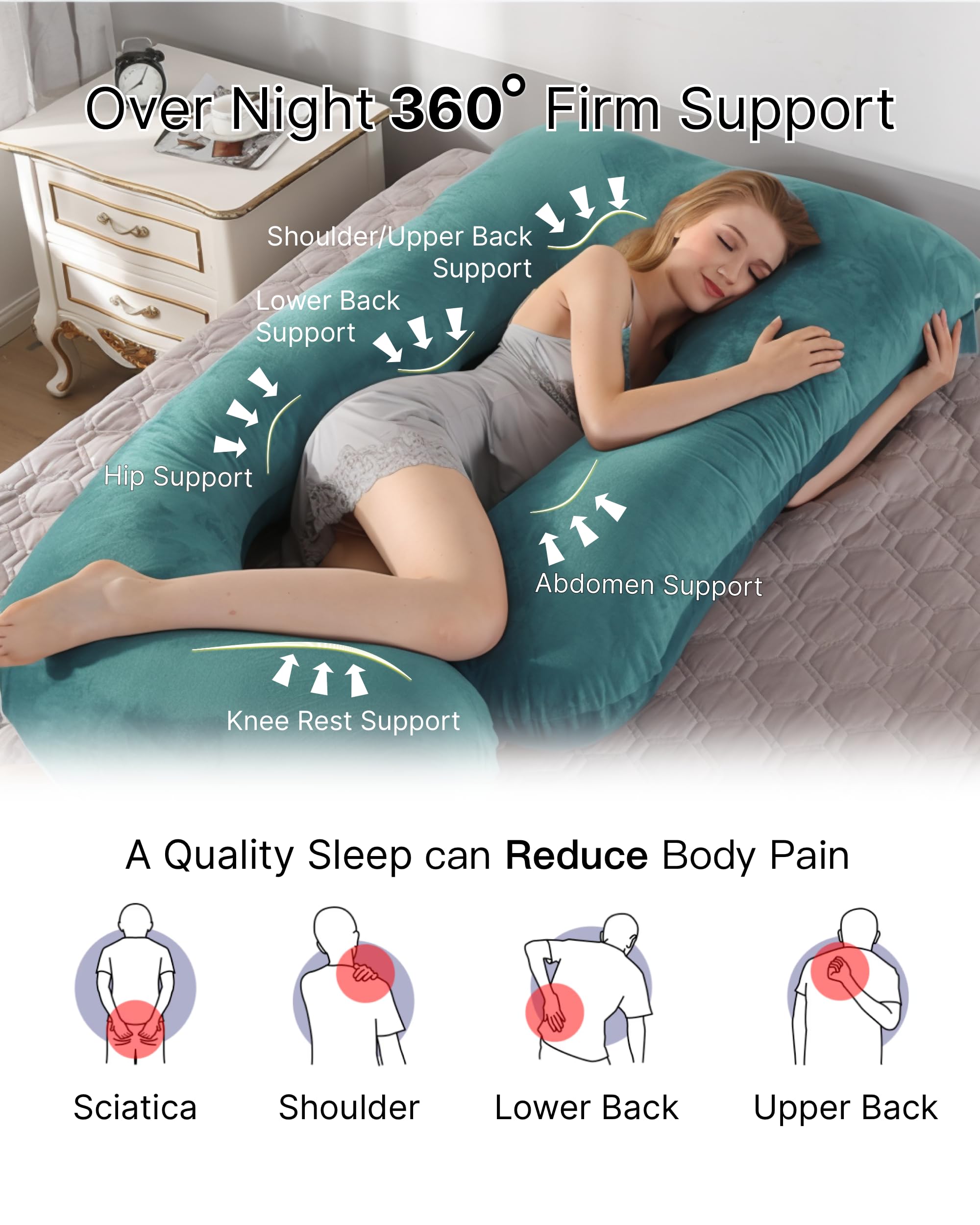 ALLOPERA Pregnancy Pillow, Full Body 57 Inch Maternity Pillow