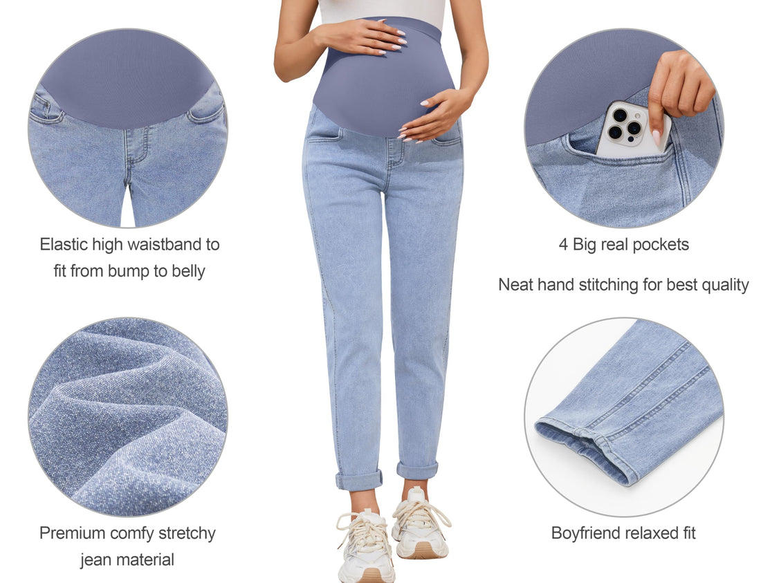 POSHGLAM Women's Maternity Jeans Over Belly Comfy