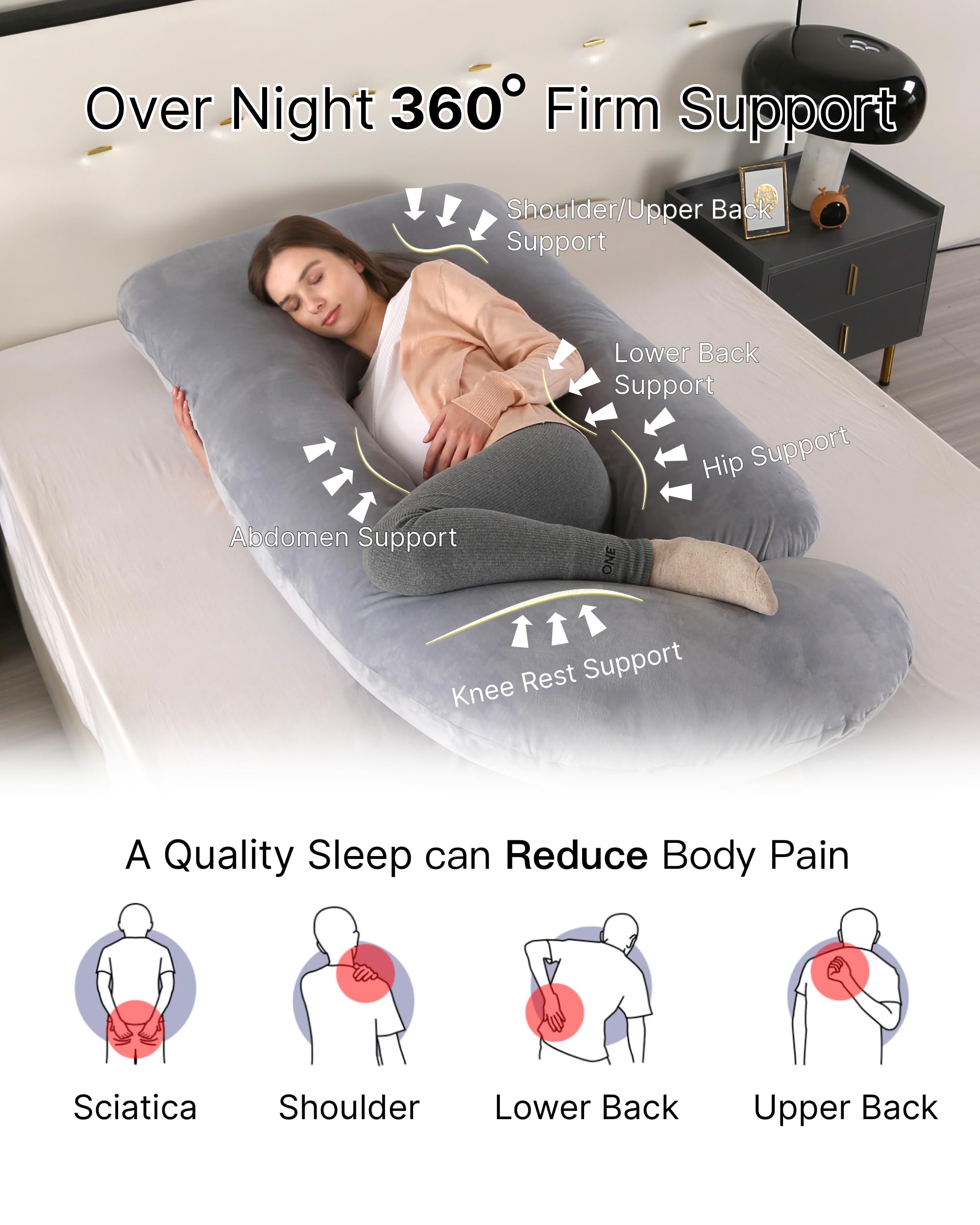 ALLOPERA Pregnancy Pillow, Full Body 57 Inch Maternity Pillow