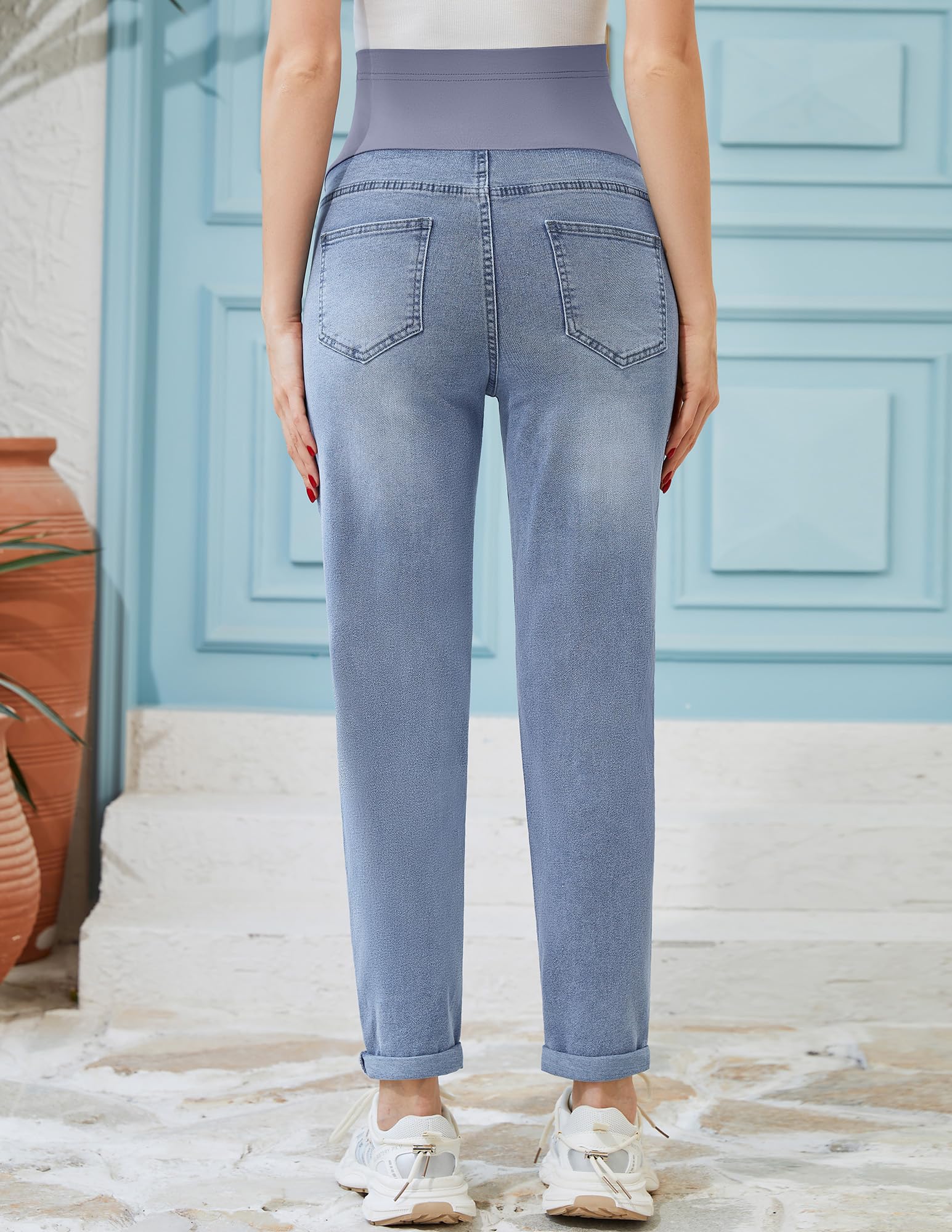 POSHGLAM Women's Maternity Jeans Over Belly Comfy