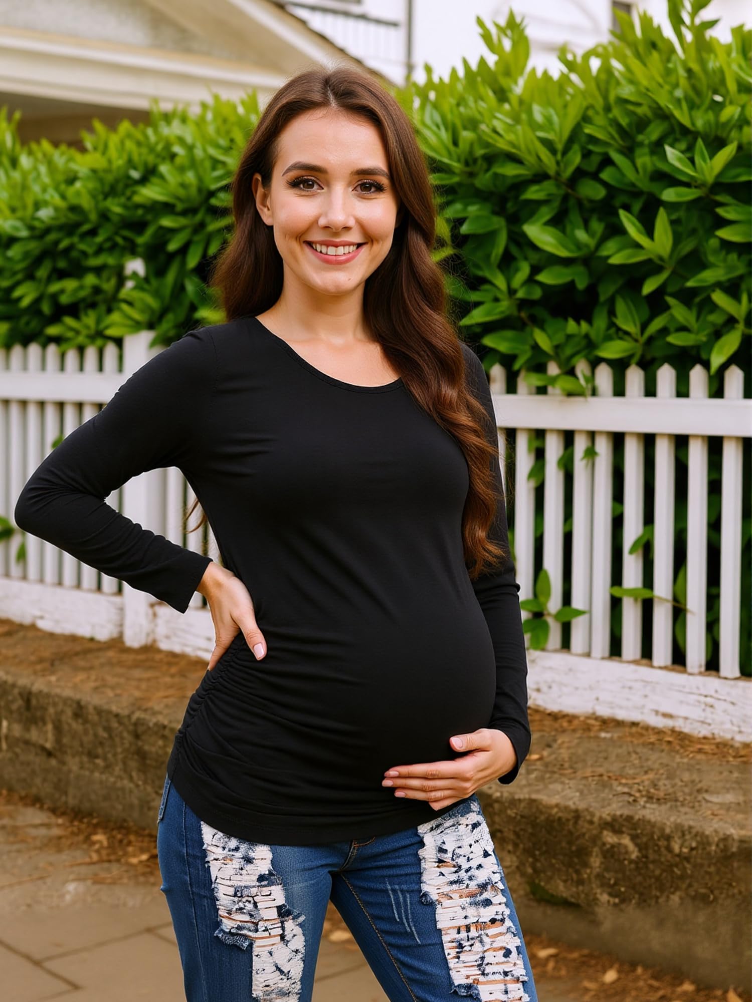 MIRAZEN 3 Pack Maternity Shirts Long Sleeve for Women