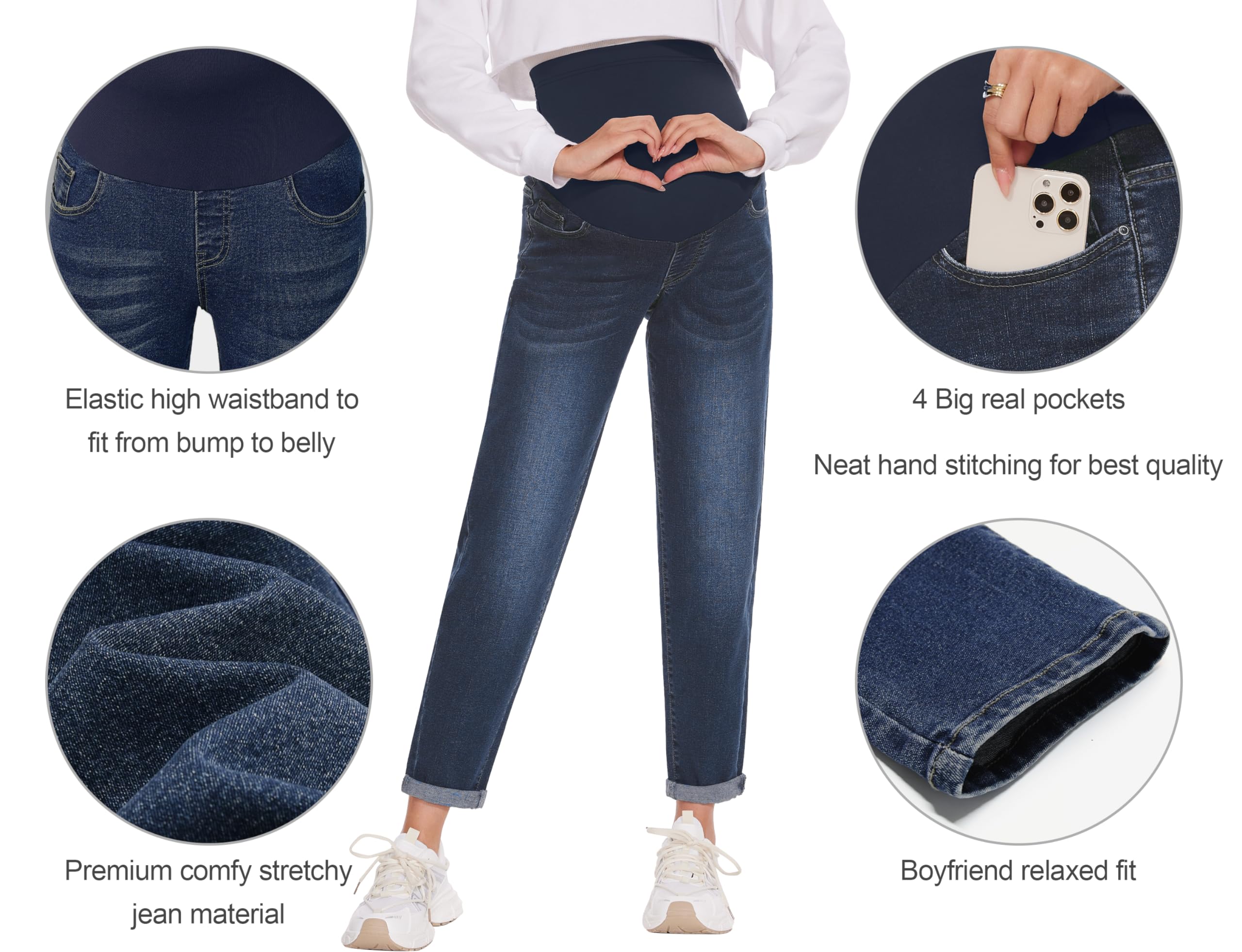 POSHGLAM Women's Maternity Jeans Over Belly Comfy