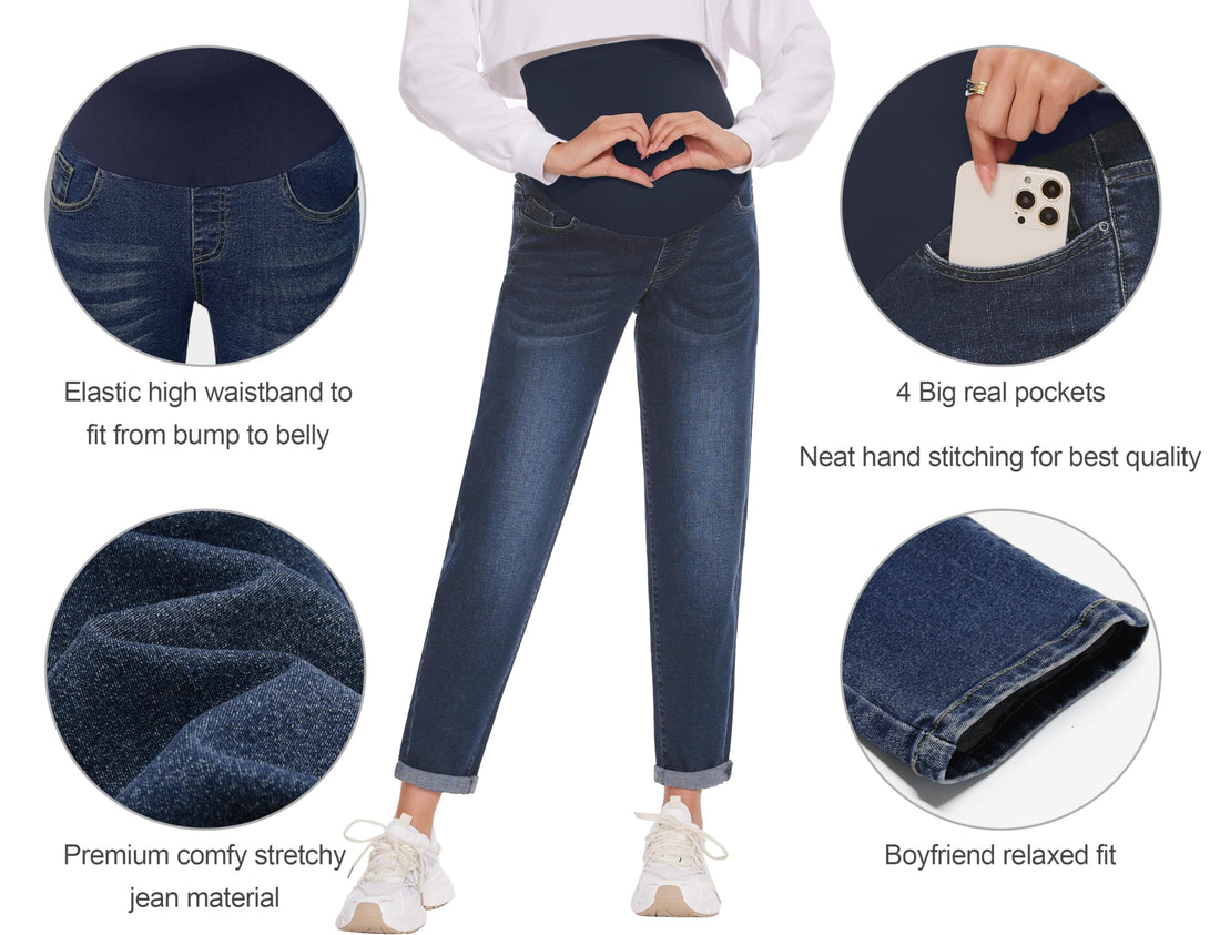POSHGLAM Women's Maternity Jeans Over Belly Comfy