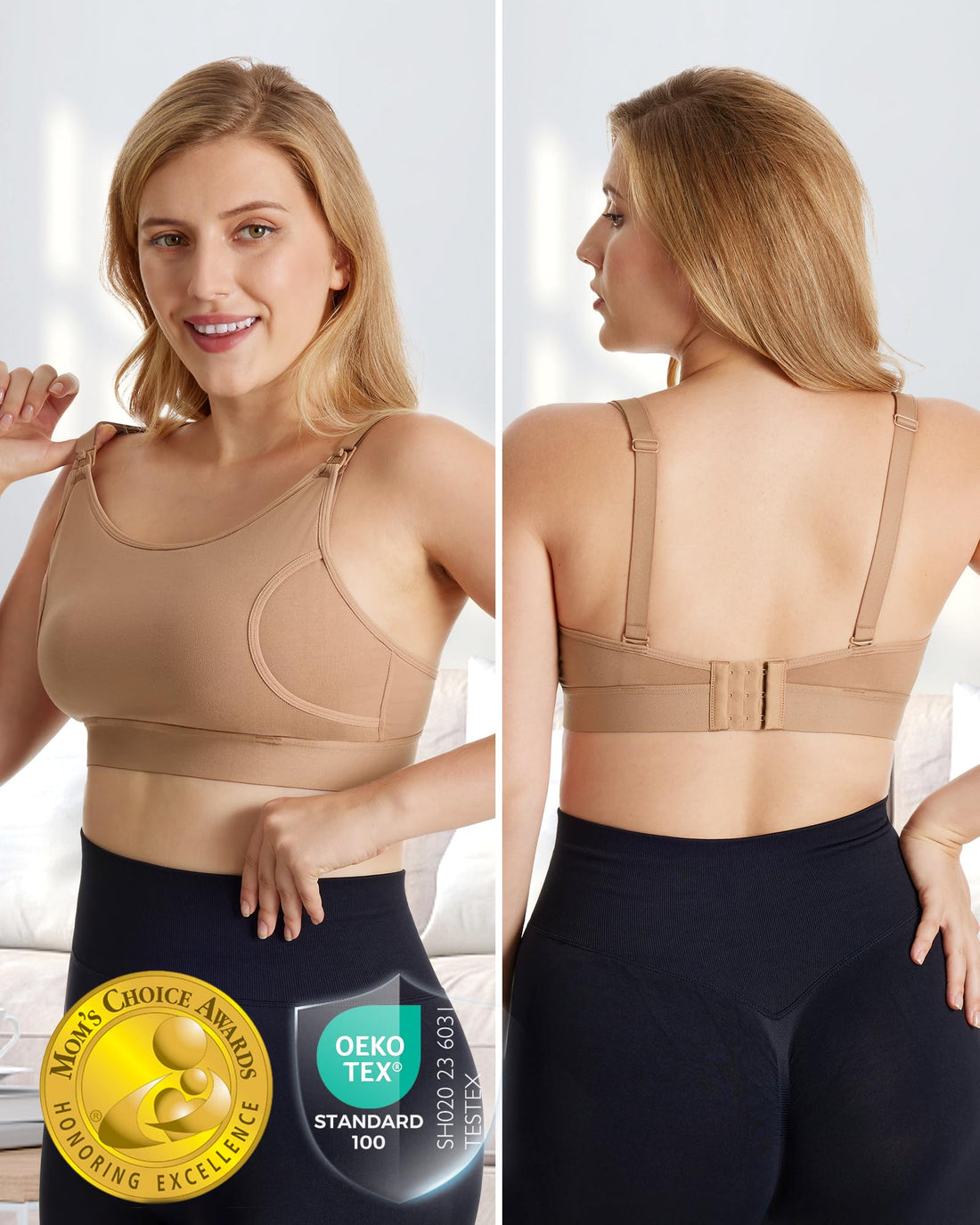 Momcozy  Adjustable Breast-Pumps Holding and Nursing Bra