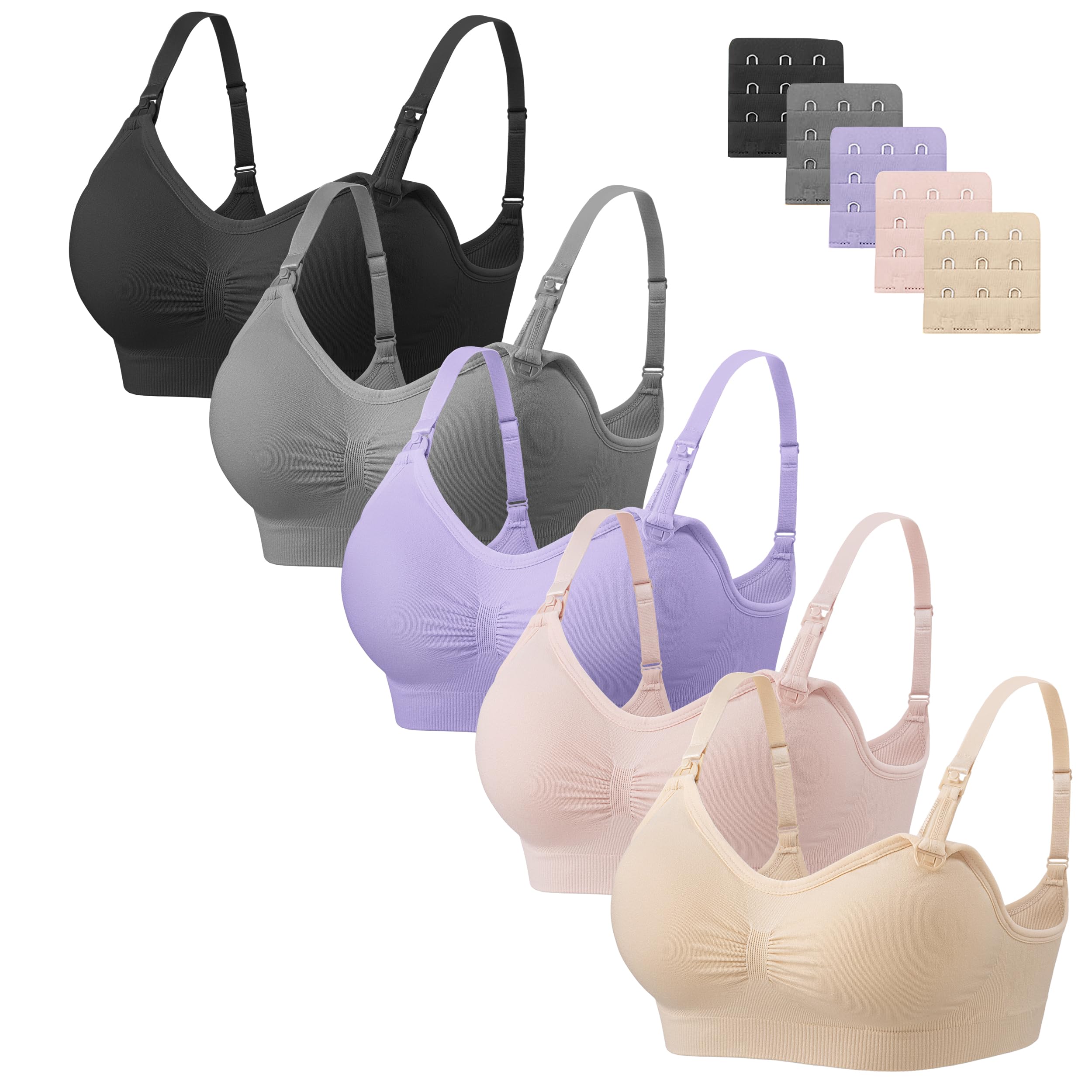 Angelhood 5 Pack Womens Maternity Breastfeeding Nursing  Bra