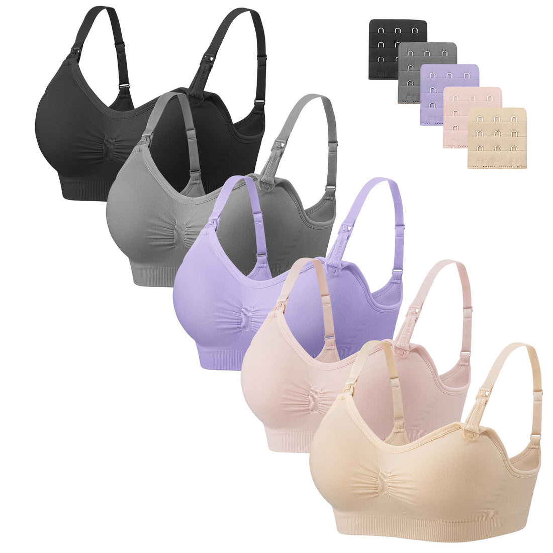 Angelhood 5 Pack Womens Maternity Breastfeeding Nursing  Bra