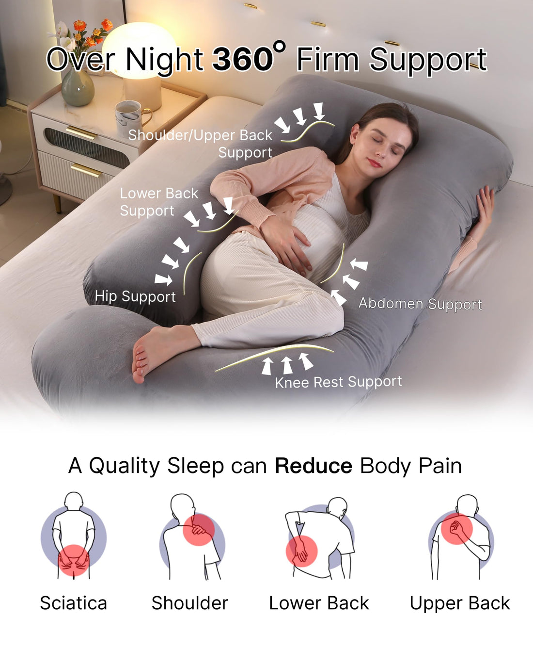 ALLOPERA Pregnancy Pillow, Full Body 57 Inch Maternity Pillow