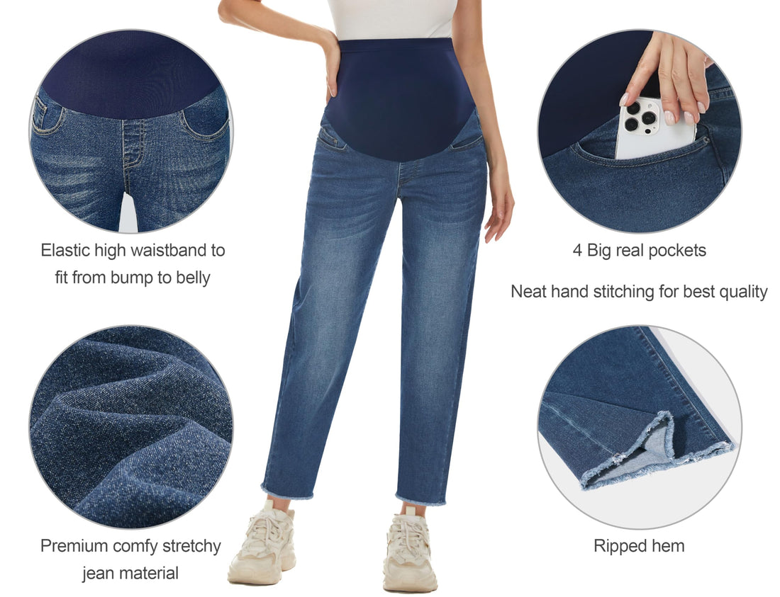 POSHGLAM Women's Maternity Jeans Over Belly Comfy