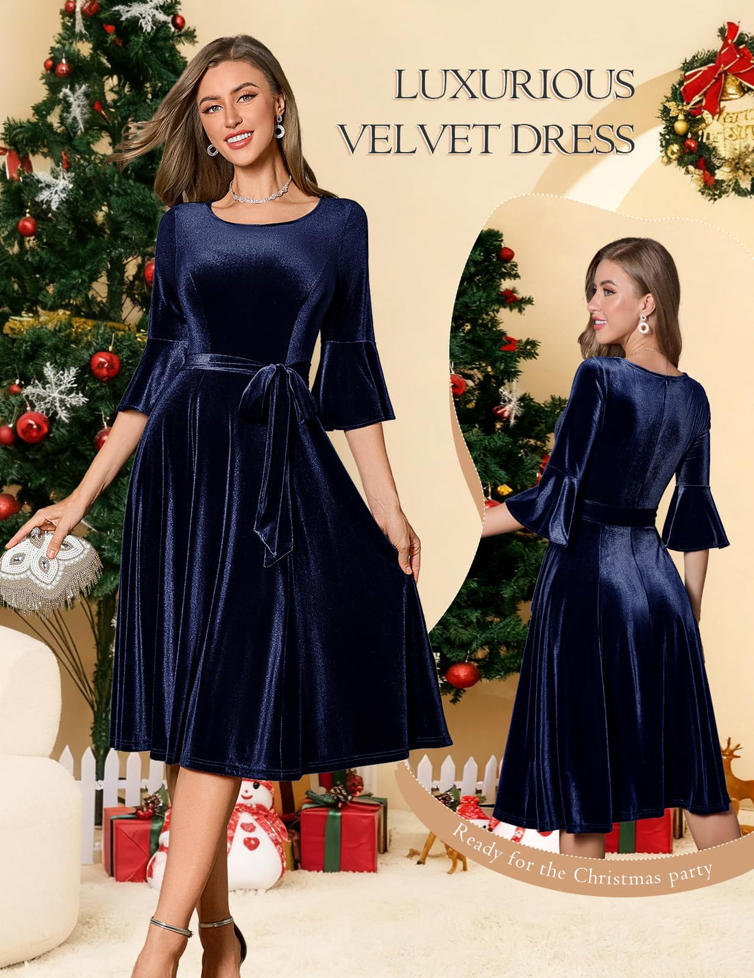 Plus Size Vintage Red Velvet Christmas Party Dress