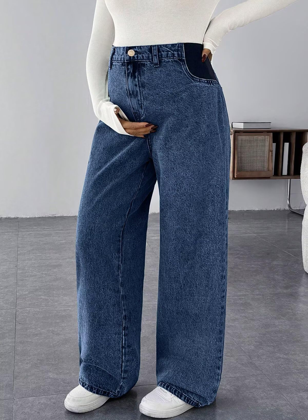 BLENCOT Women's Maternity Pants  with Pockets