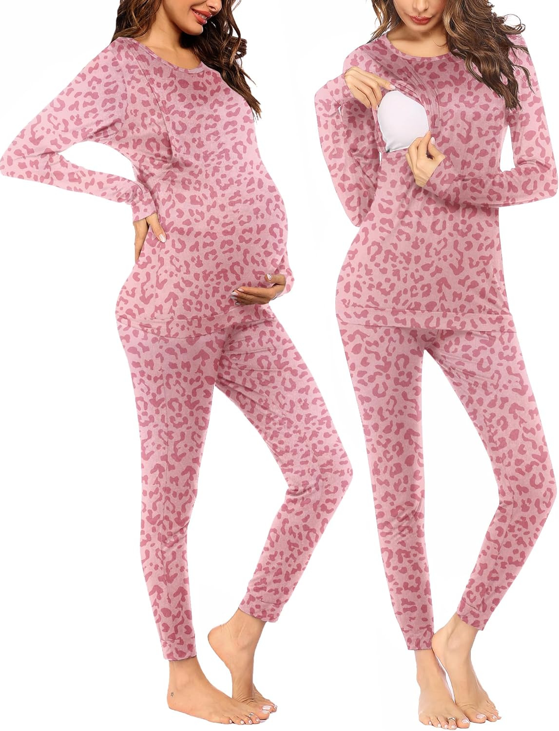Ekouaer Nursing Pajama Set Long Sleeve Maternity Clothes