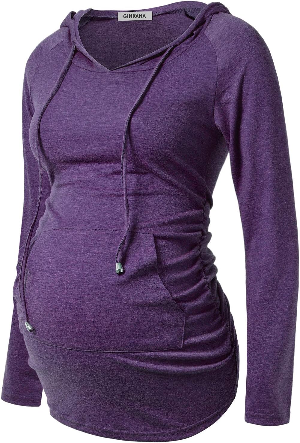 GINKANA Maternity Hoodie Long Sleeves Shirts Casual Maternity Top