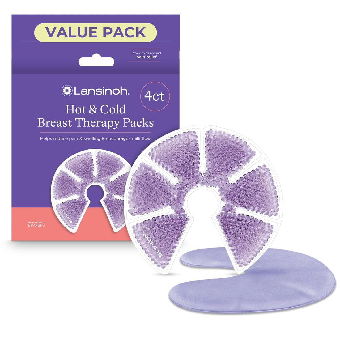 Lansinoh Breast Therapy Packs, Hot and Cold Breast-Pads with 2 Soft Covers
