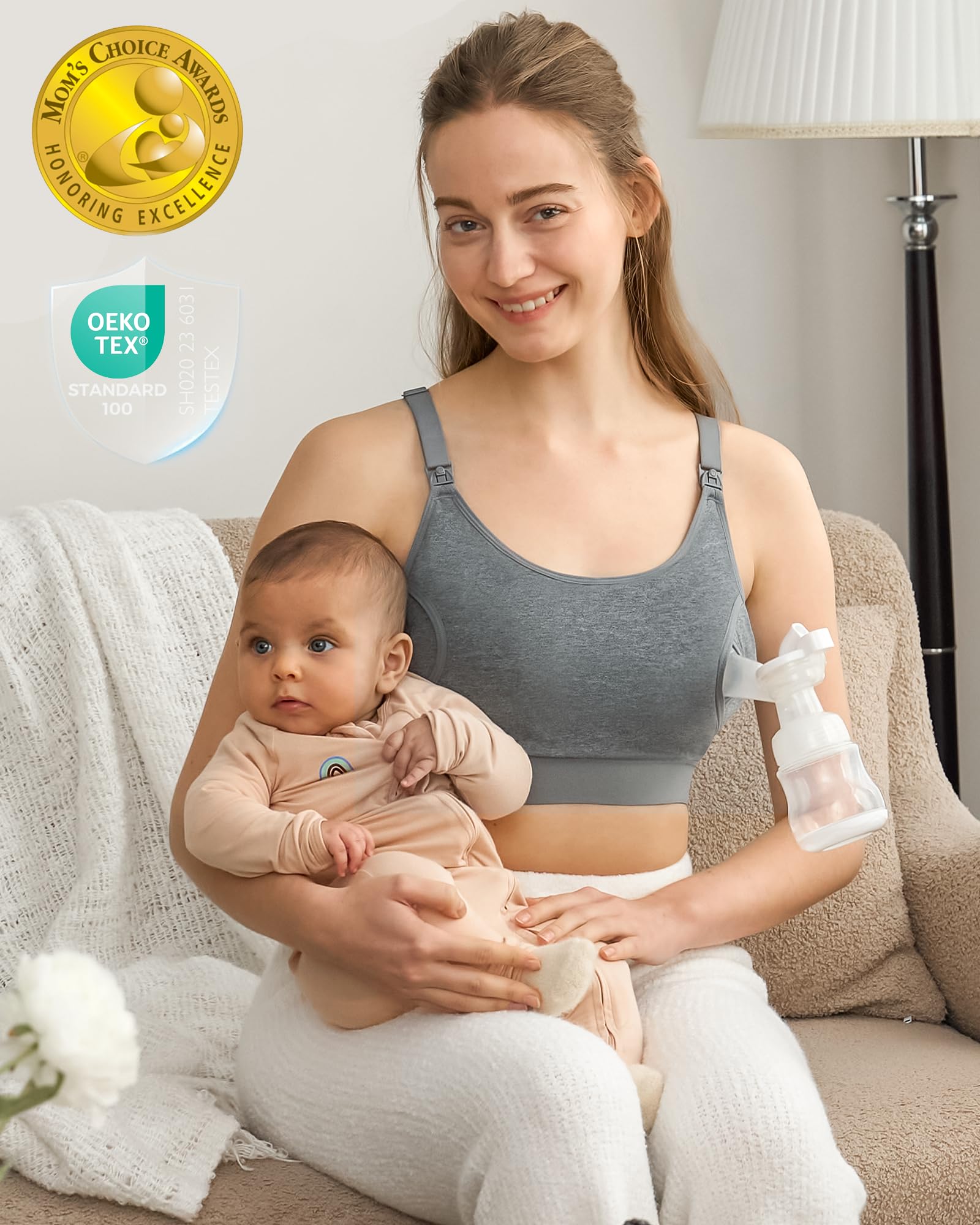 Momcozy  Adjustable Breast-Pumps Holding and Nursing Bra