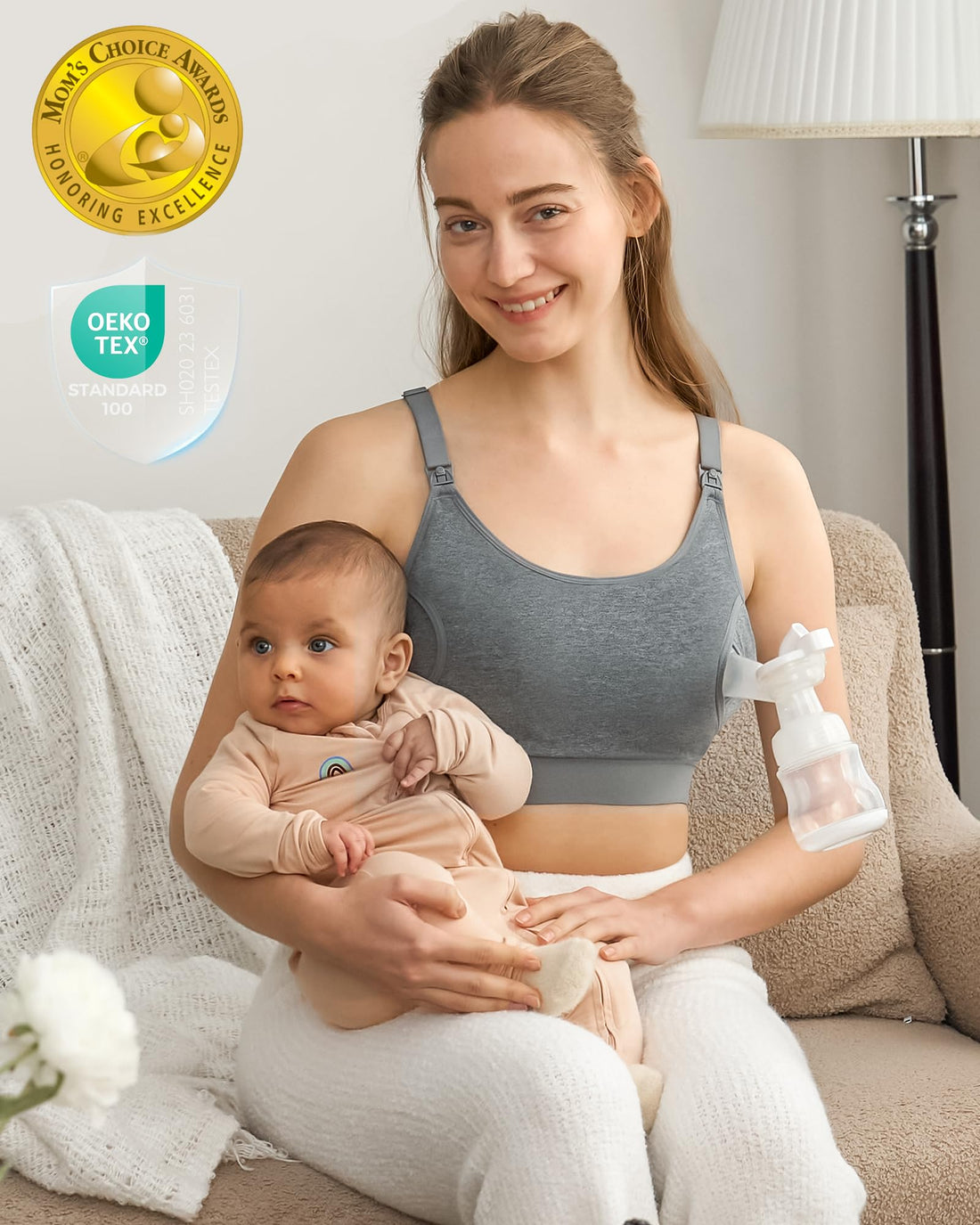Momcozy  Adjustable Breast-Pumps Holding and Nursing Bra