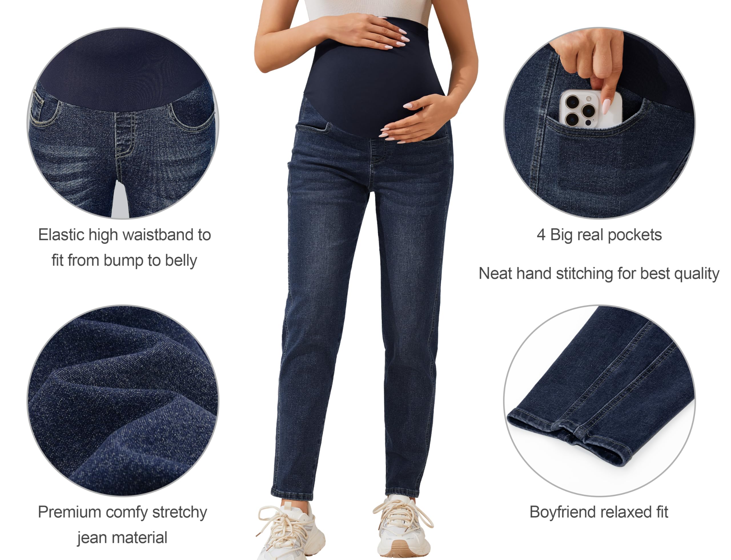 POSHGLAM Women's Maternity Jeans Over Belly Comfy