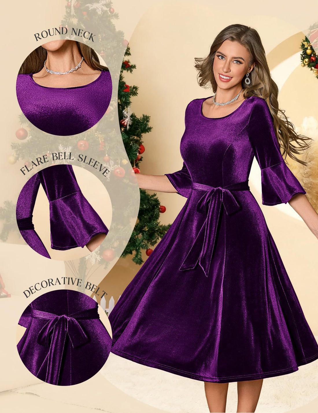 Plus Size Vintage Red Velvet Christmas Party Dress