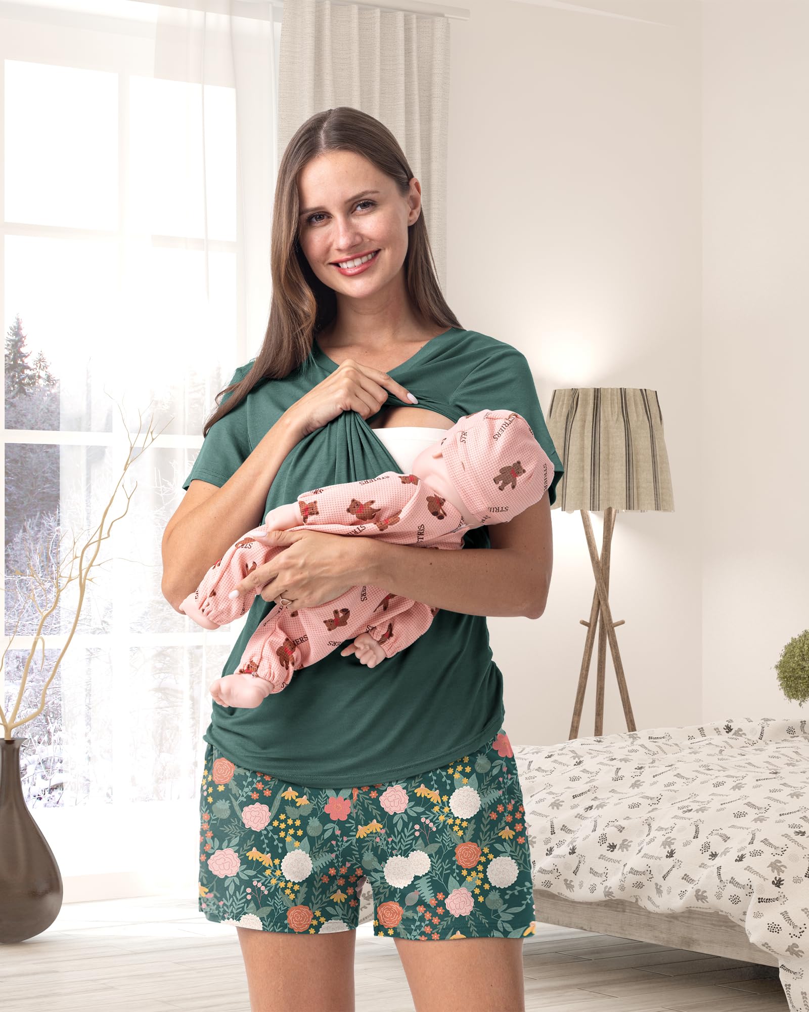 Rnxrbb 3 Piece Women's Maternity Nursing Pajamas Set