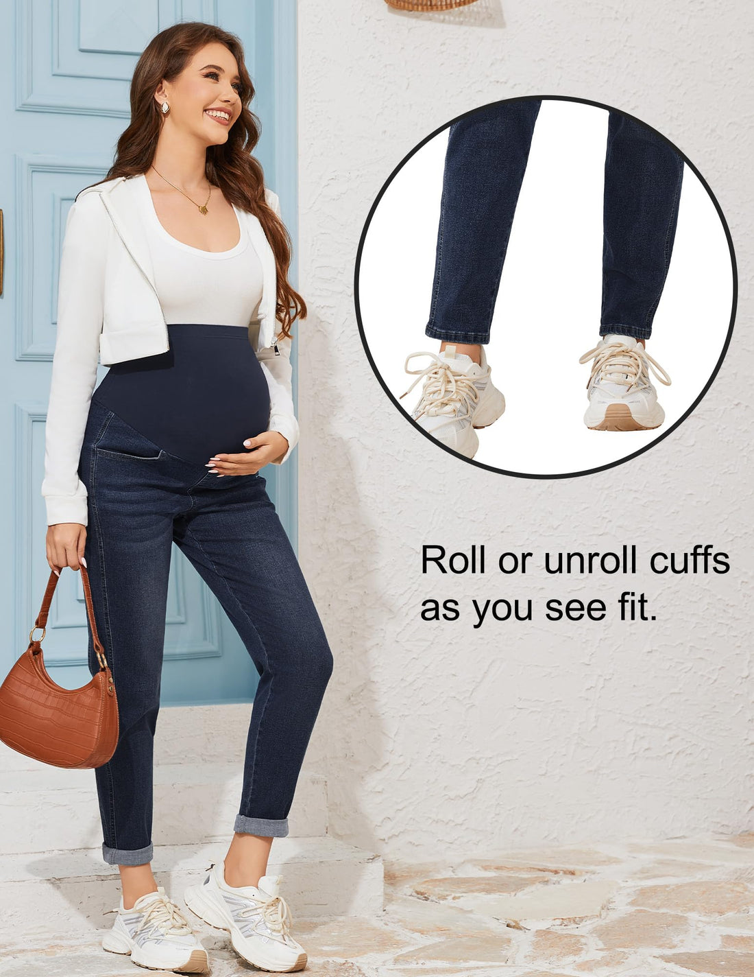 POSHGLAM Women's Maternity Jeans Over Belly Comfy