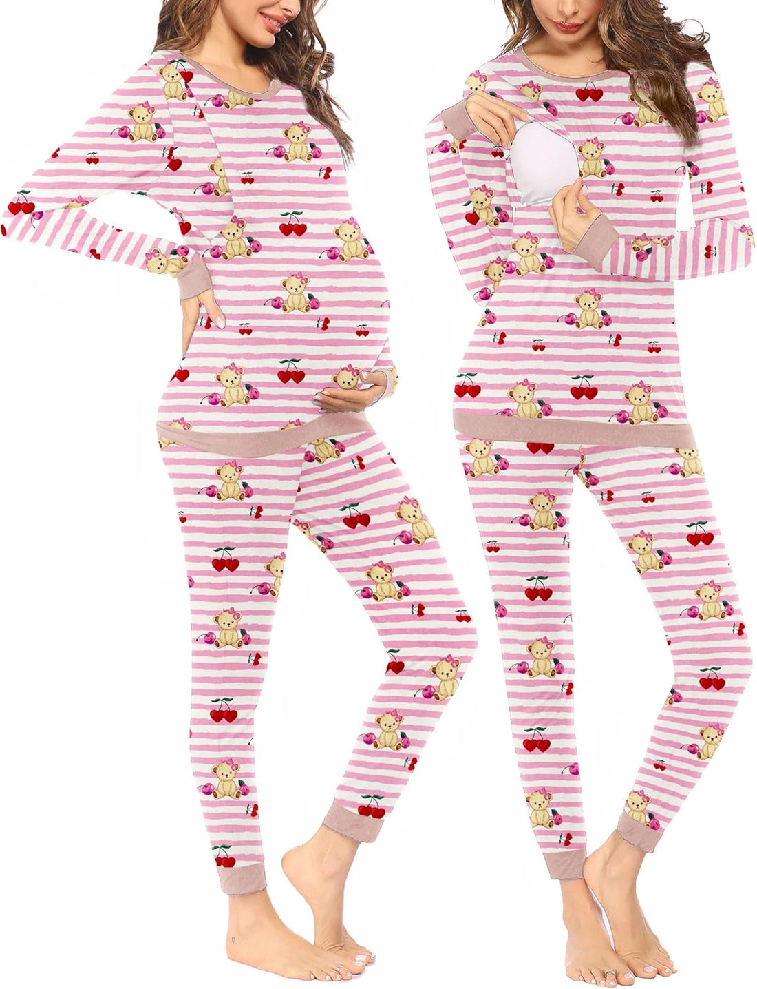 Ekouaer Nursing Pajama Set Long Sleeve Maternity Clothes