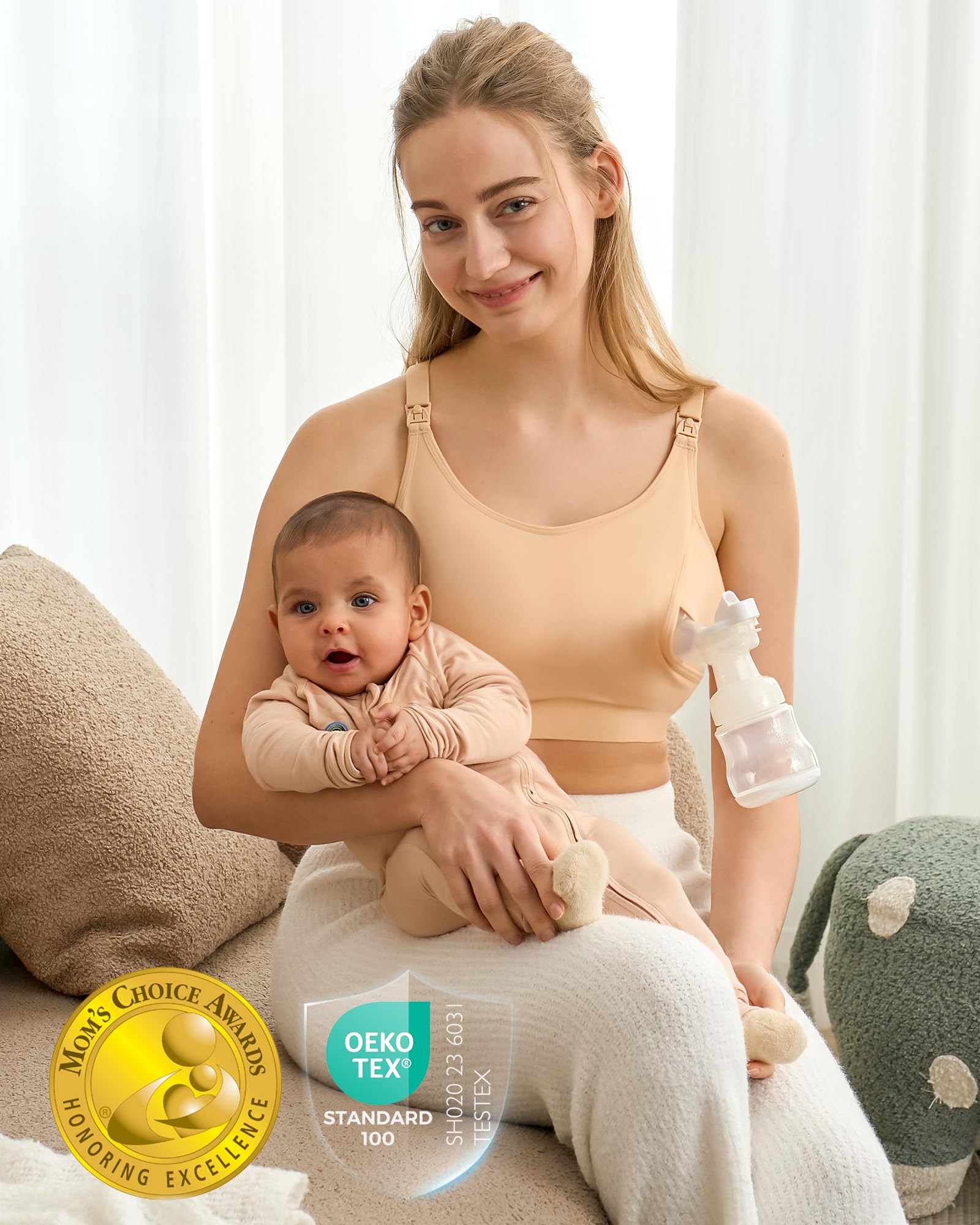 Momcozy  Adjustable Breast-Pumps Holding and Nursing Bra