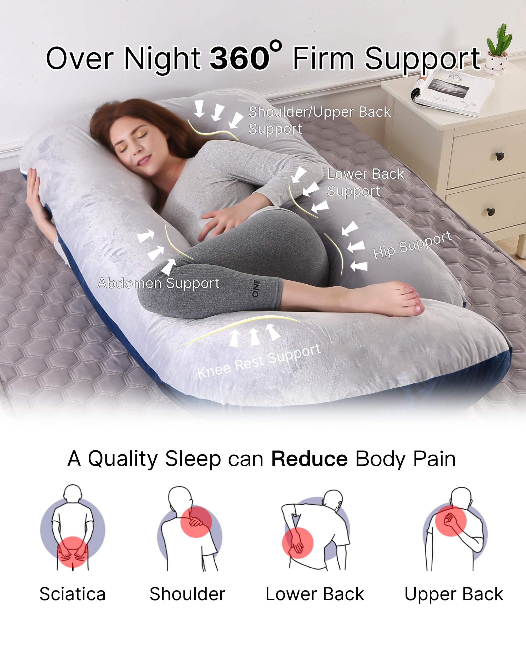 ALLOPERA Pregnancy Pillow, Full Body 57 Inch Maternity Pillow
