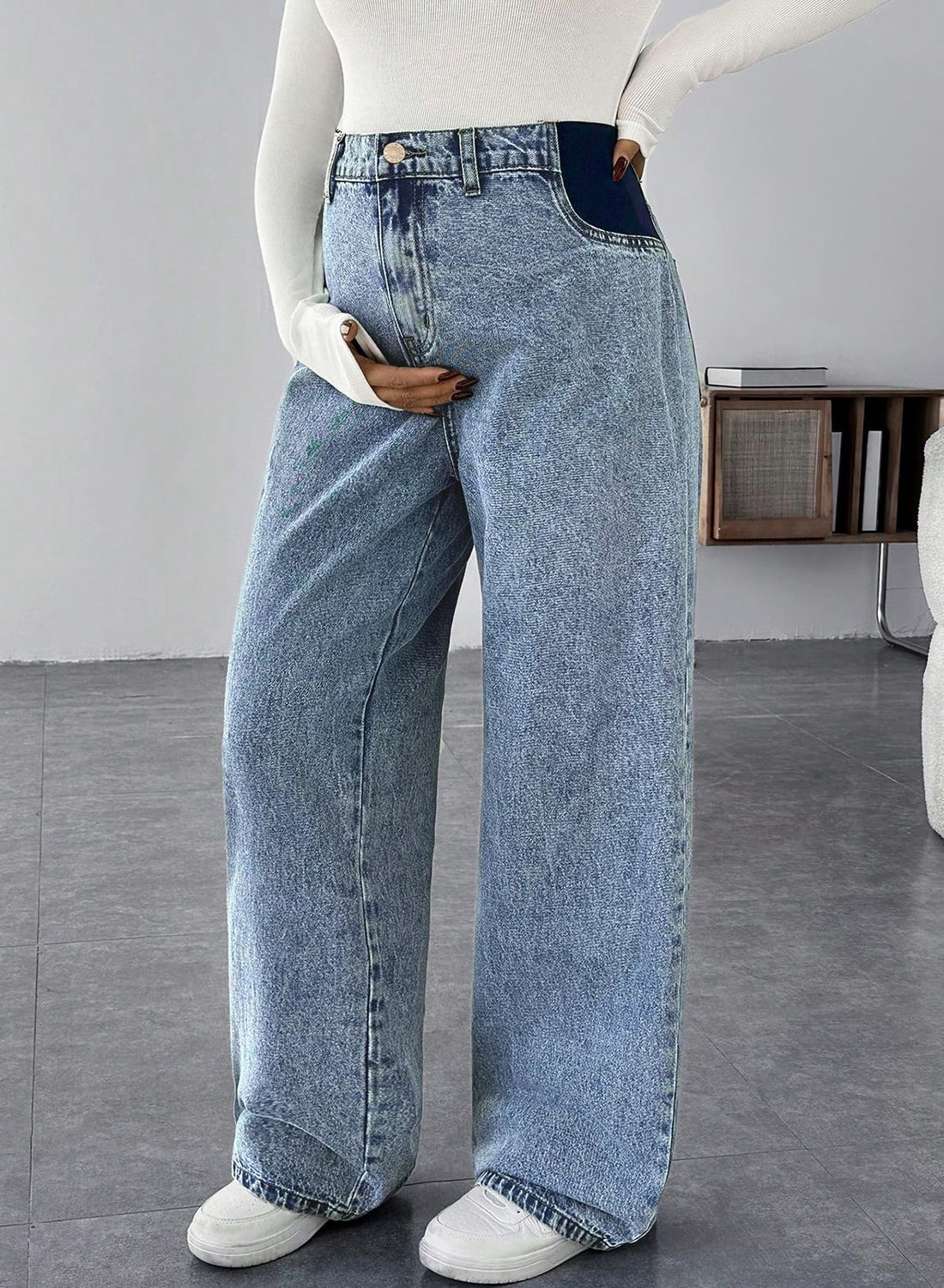 BLENCOT Women's Maternity Pants  with Pockets