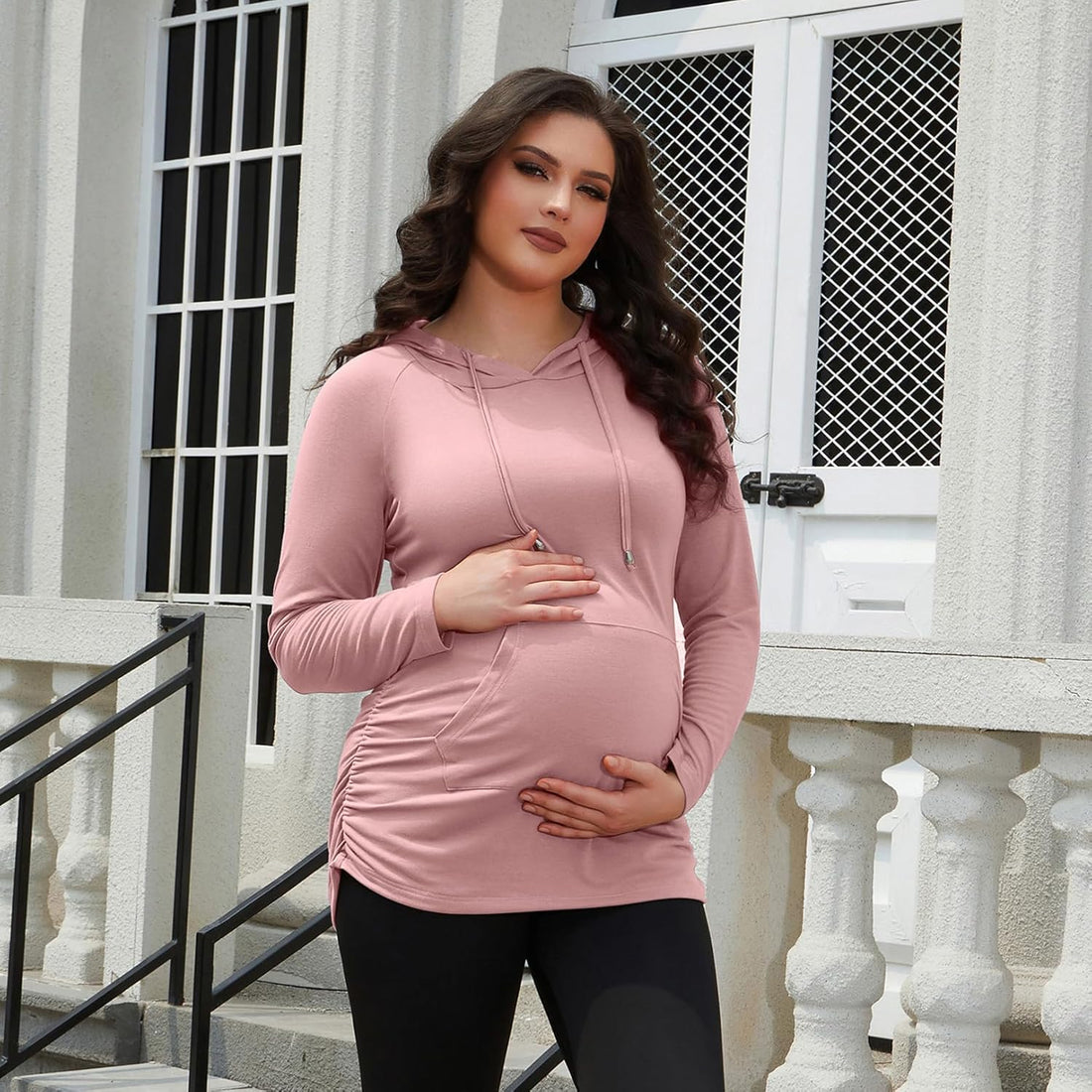 GINKANA Maternity Hoodie Long Sleeves Shirts Casual Maternity Top