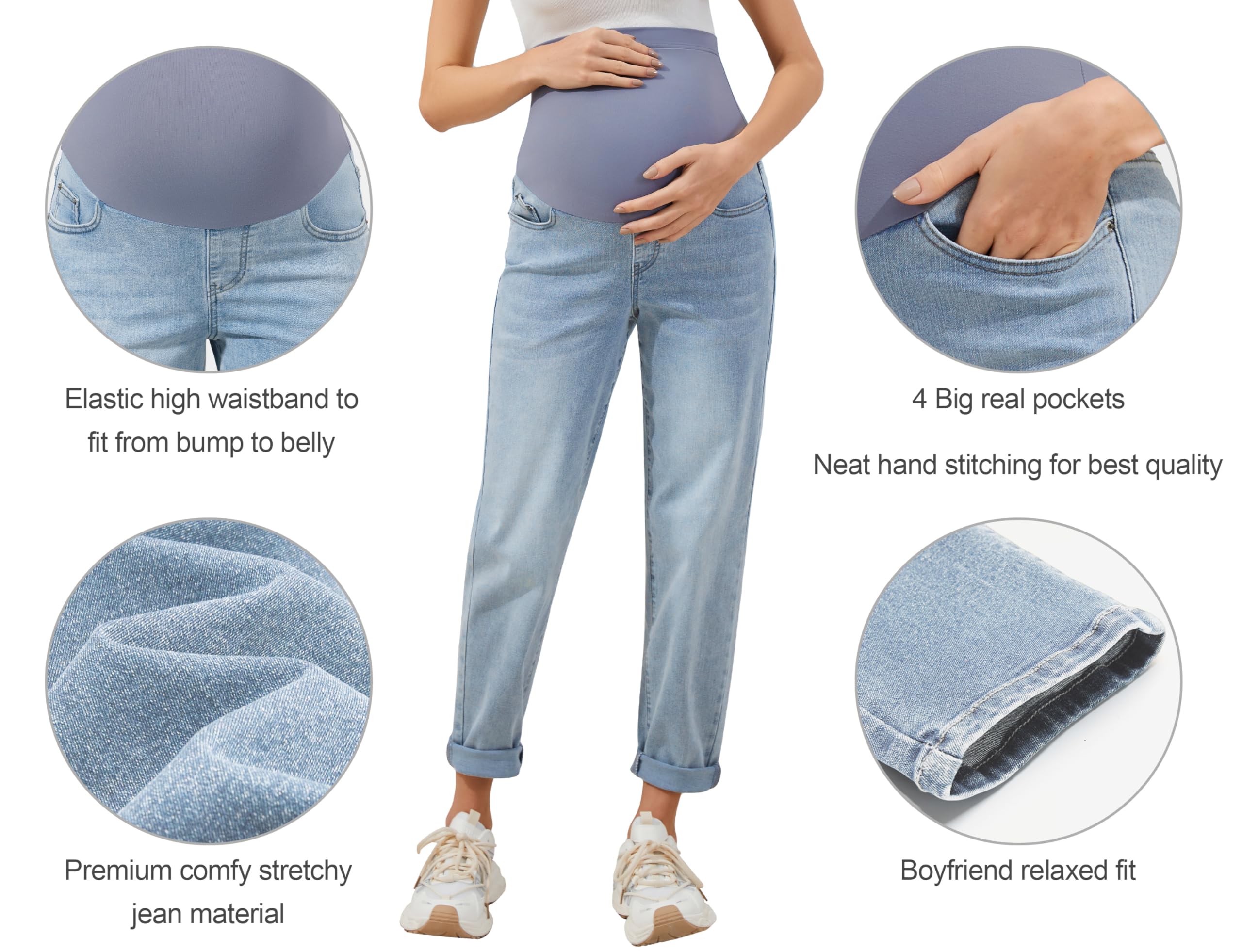 POSHGLAM Women's Maternity Jeans Over Belly Comfy