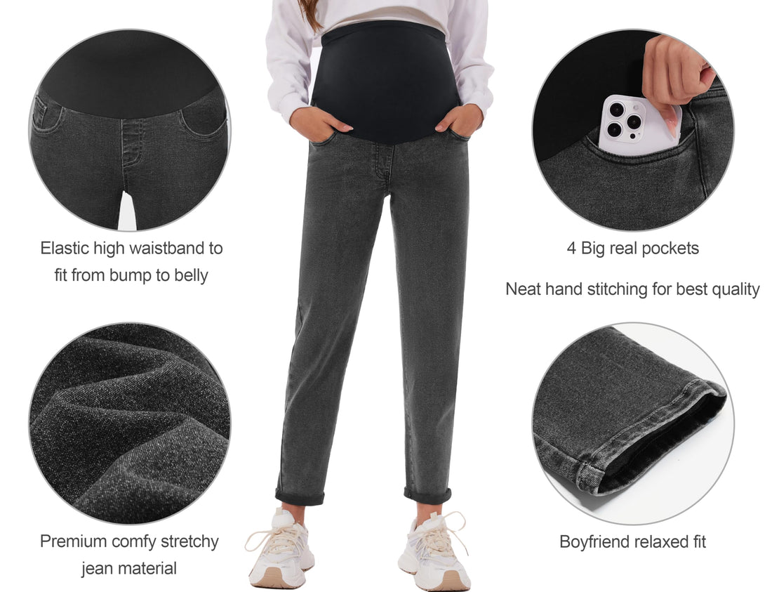 POSHGLAM Women's Maternity Jeans Over Belly Comfy